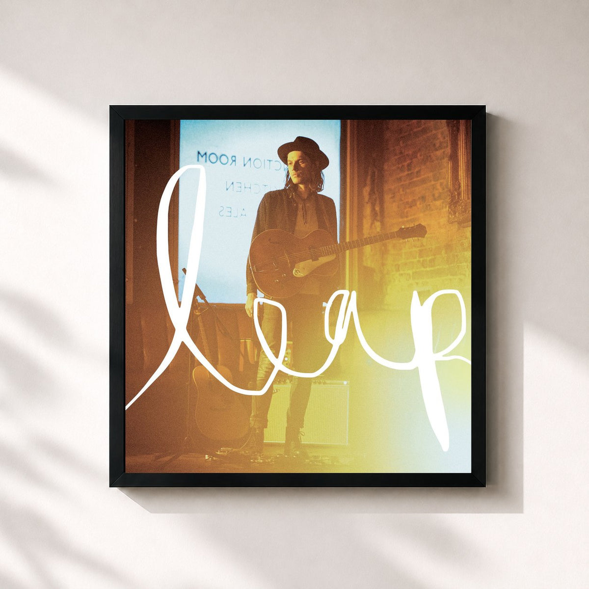 #noir Tableau carré de l'album Leap de James Bay, cadre noir 32x32 cm
