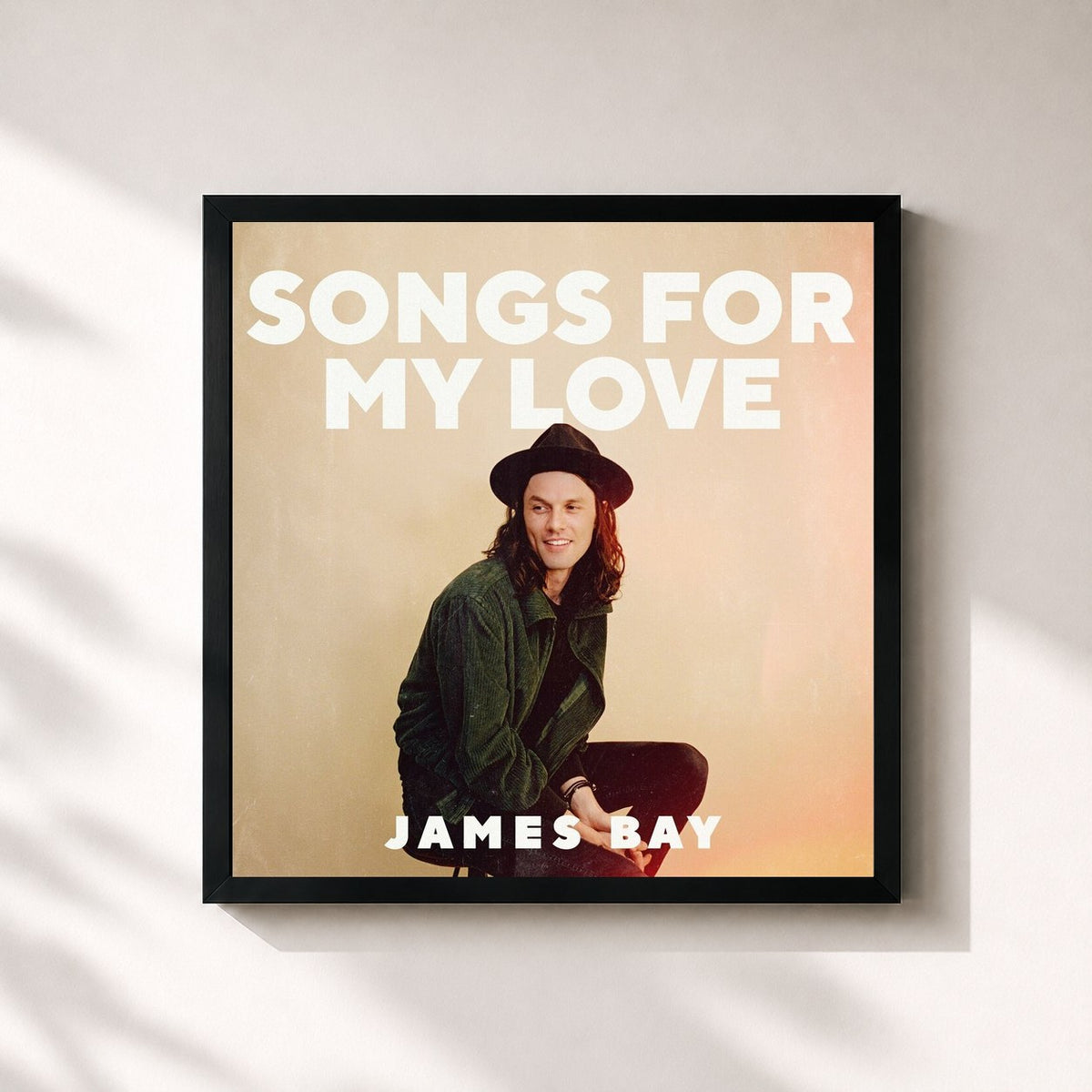 #noir Tableau carré de l'album Songs for my Love de James Bay, cadre noir 32x32 cm