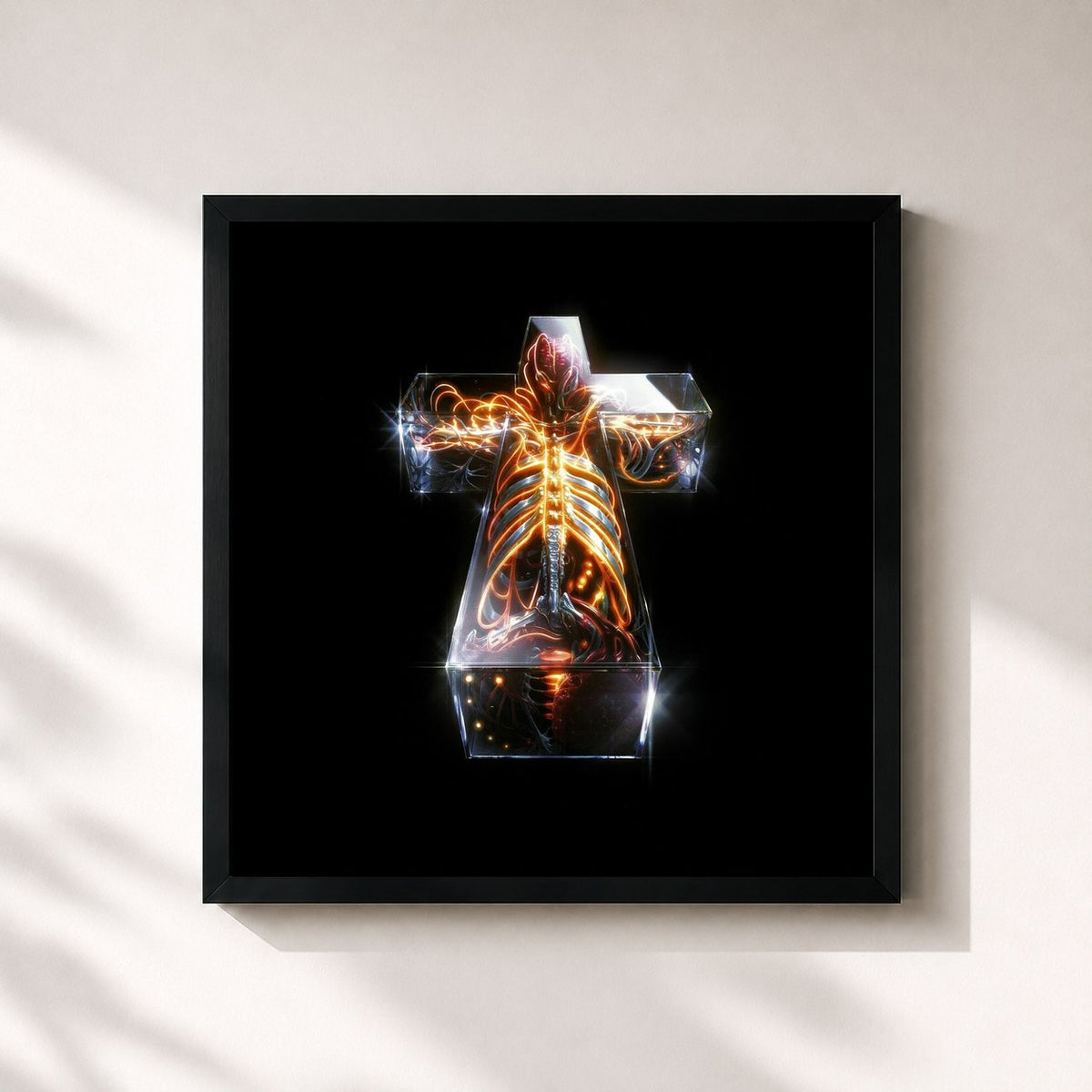 #noir Tableau carré de l'album Hyperdrama de Justice, cadre noir 32x32 cm