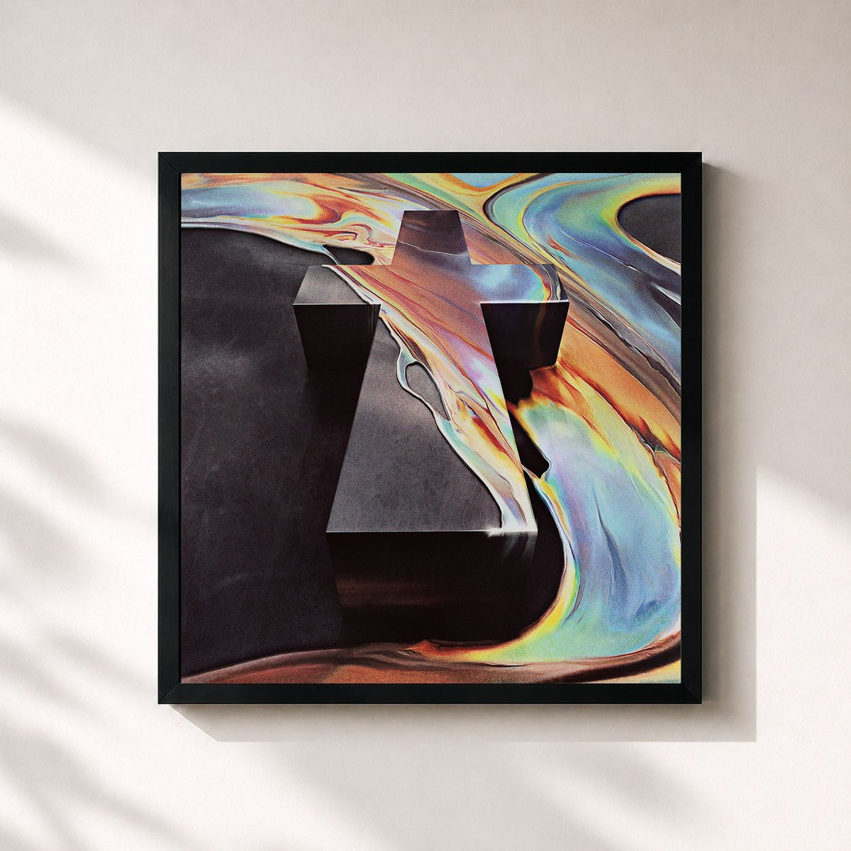 #noir Tableau carré de l'album Woman de Justice, cadre noir 32x32 cm