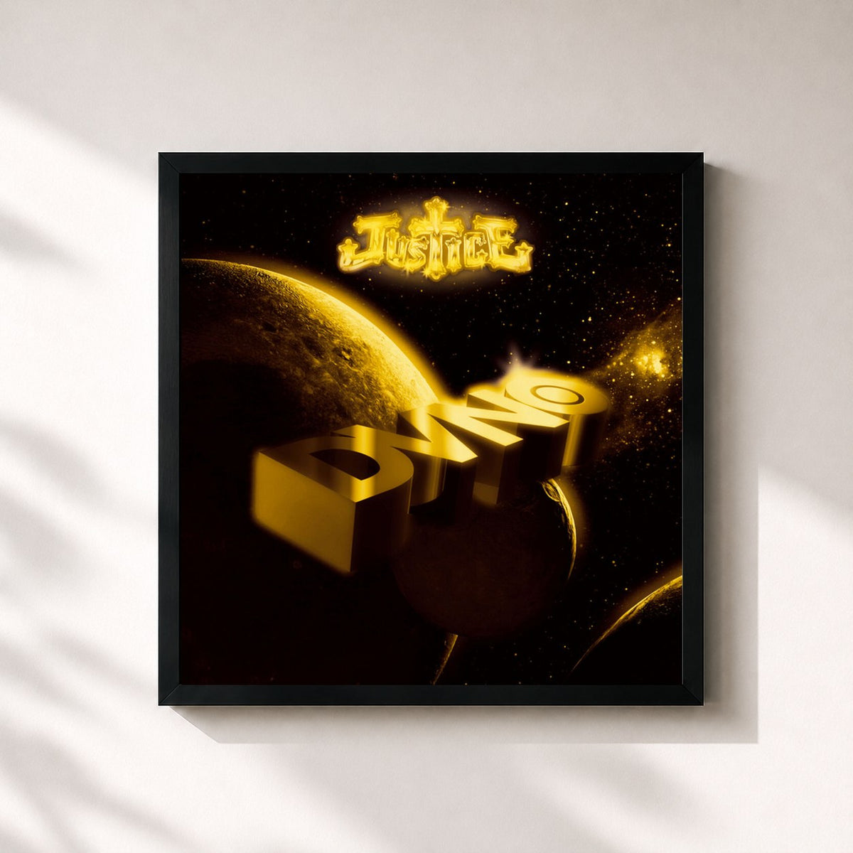 #noir Tableau carré de l'album DVNO de Justice, cadre noir 32x32 cm