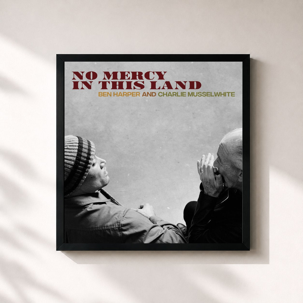 #noir No Mercy In This Land (Deluxe Edition) de Ben Harper en lámina cuadrada enmarcada, marco negro de 32x32 cm