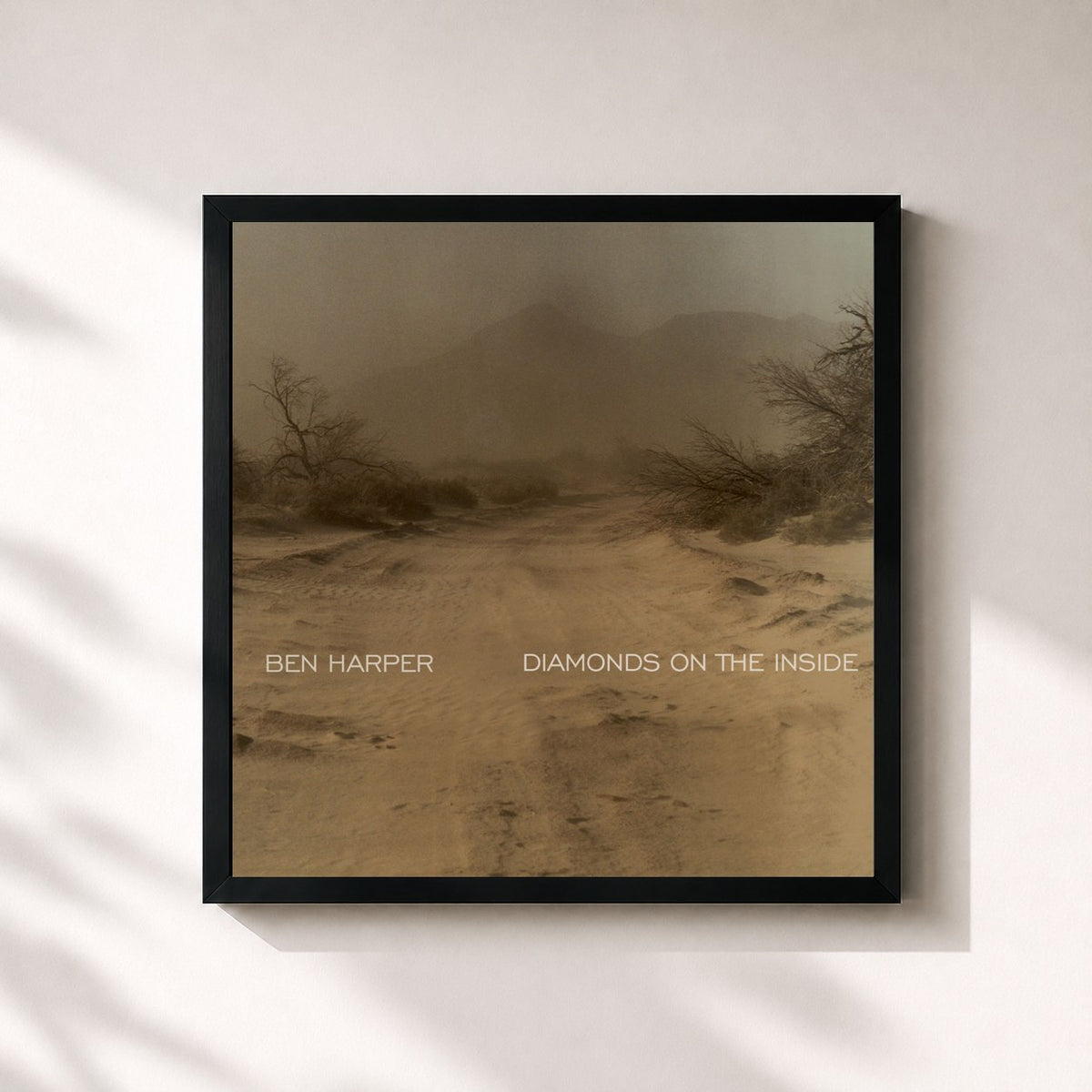 #noir Tableau carré de l'album Diamonds On The Inside de Ben Harper, cadre noir 32x32 cm