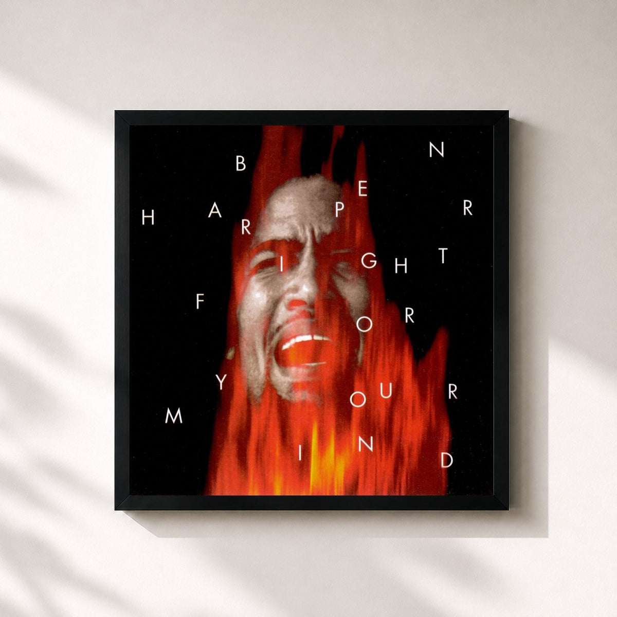 #noir Fight For Your Mind de Ben Harper en lámina cuadrada enmarcada, marco negro de 32x32 cm
