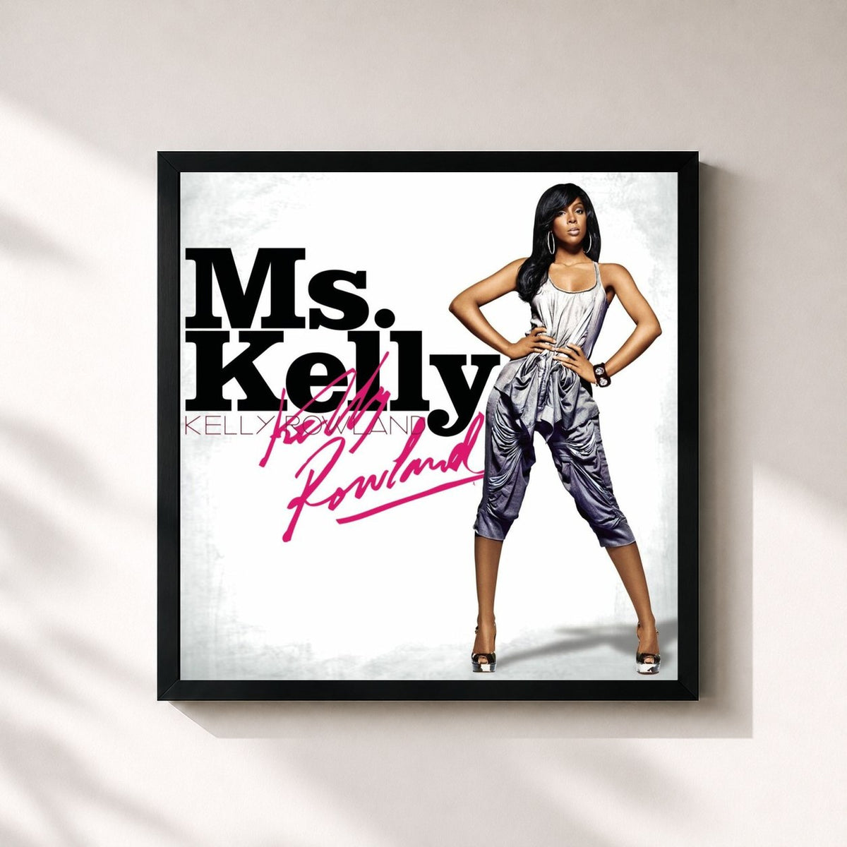 #noir Tableau carré de l'album Ms. Kelly de Kelly Rowland, cadre noir 32x32 cm
