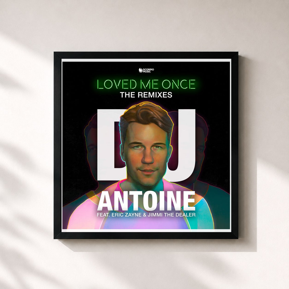 #noir Tableau carré de l'album Loved Me Once (The Remixes) de DJ Antoine, cadre noir 32x32 cm