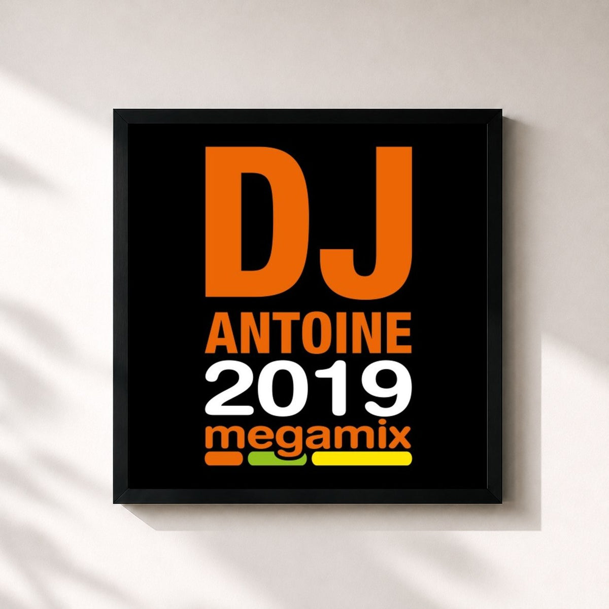 #noir Tableau carré de l'album 2019 Megamix de DJ Antoine, cadre noir 32x32 cm