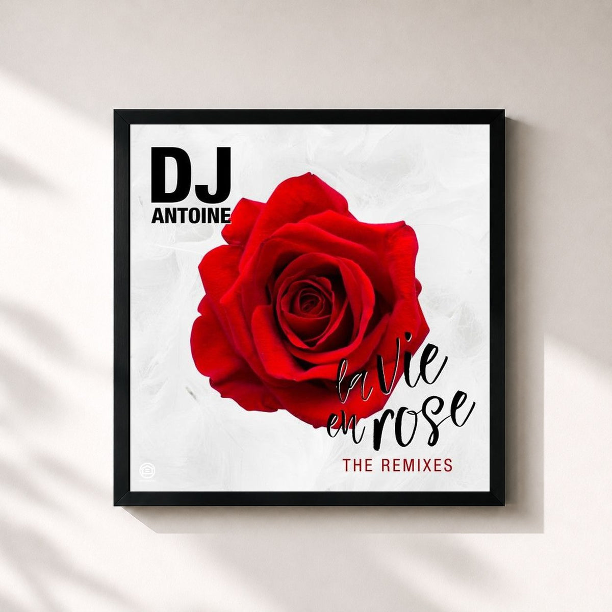 #noir Tableau carré de l'album La vie en rose (Remixes) de DJ Antoine, cadre noir 32x32 cm