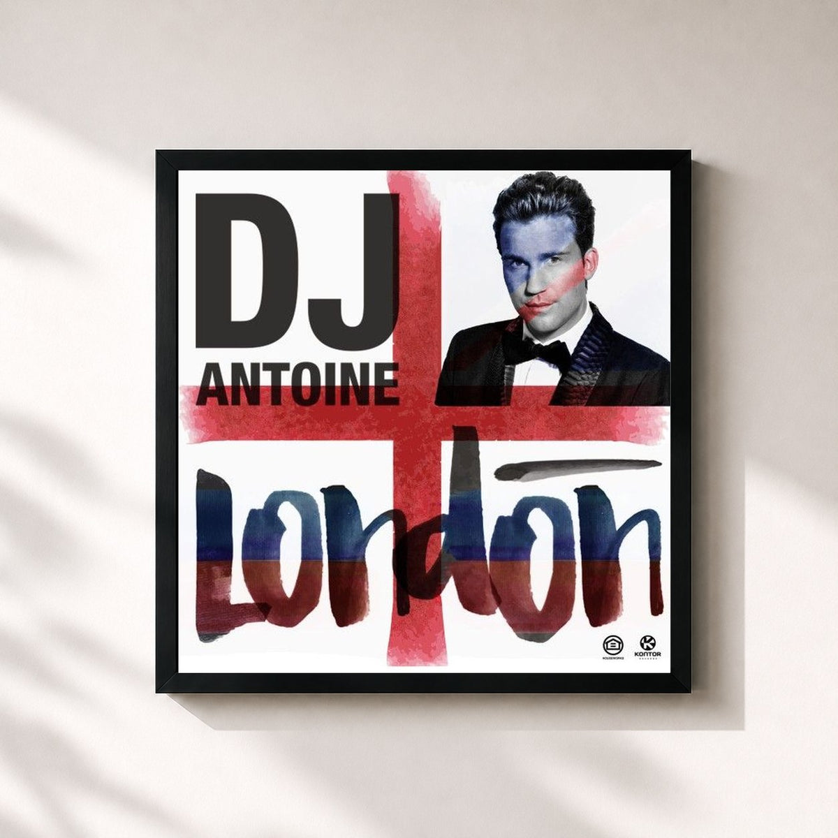 #noir Tableau carré de l'album London de DJ Antoine, cadre noir 32x32 cm