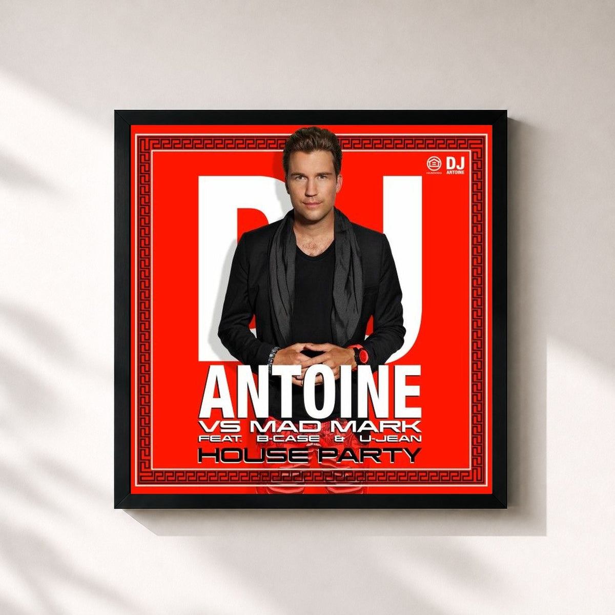 #noir Tableau carré de l'album House Party de DJ Antoine, cadre noir 32x32 cm