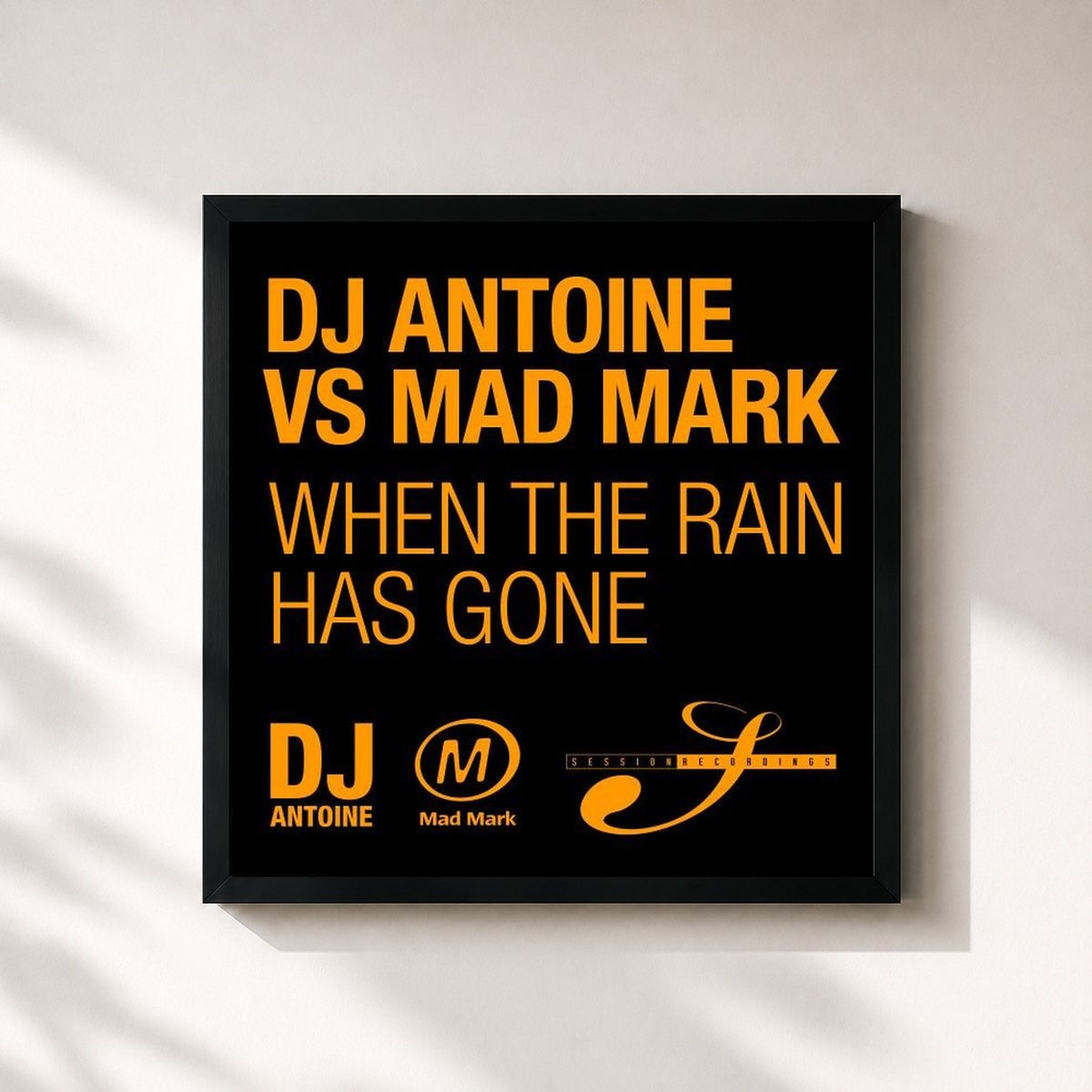 #noir Tableau carré de l'album When the Rain Has Gone de DJ Antoine, cadre noir 32x32 cm