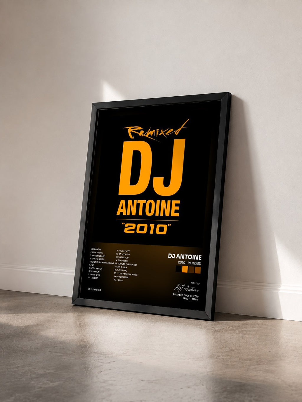 #noir 2010 - Remixed de DJ Antoine en lámina enmarcada vista de tres cuartos, marco negro
