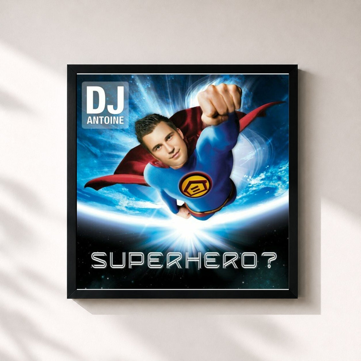 #noir Tableau carré de l'album Superhero? de DJ Antoine, cadre noir 32x32 cm