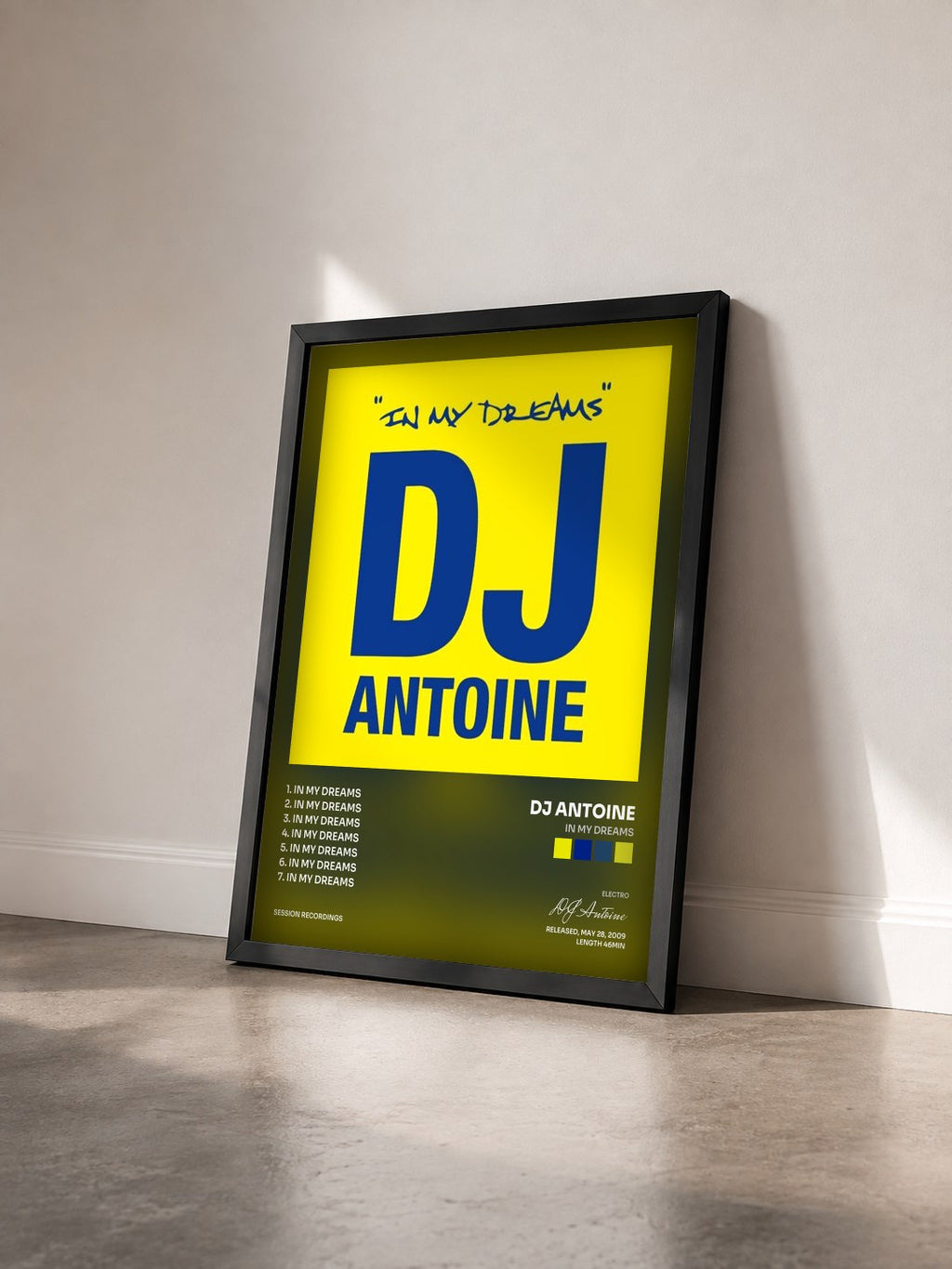 #noir In My Dreams di DJ Antoine in stampa incorniciata vista di tre quarti, cornice nera