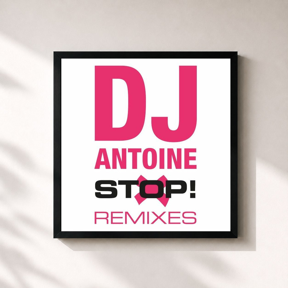 #noir Tableau carré de l'album Stop! (The Remixes) de DJ Antoine, cadre noir 32x32 cm