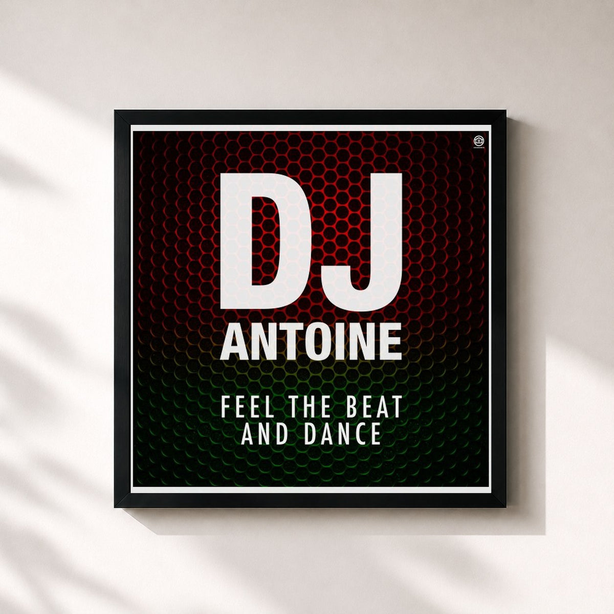 #noir Tableau carré de l'album Feel the Beat and Dance de DJ Antoine, cadre noir 32x32 cm