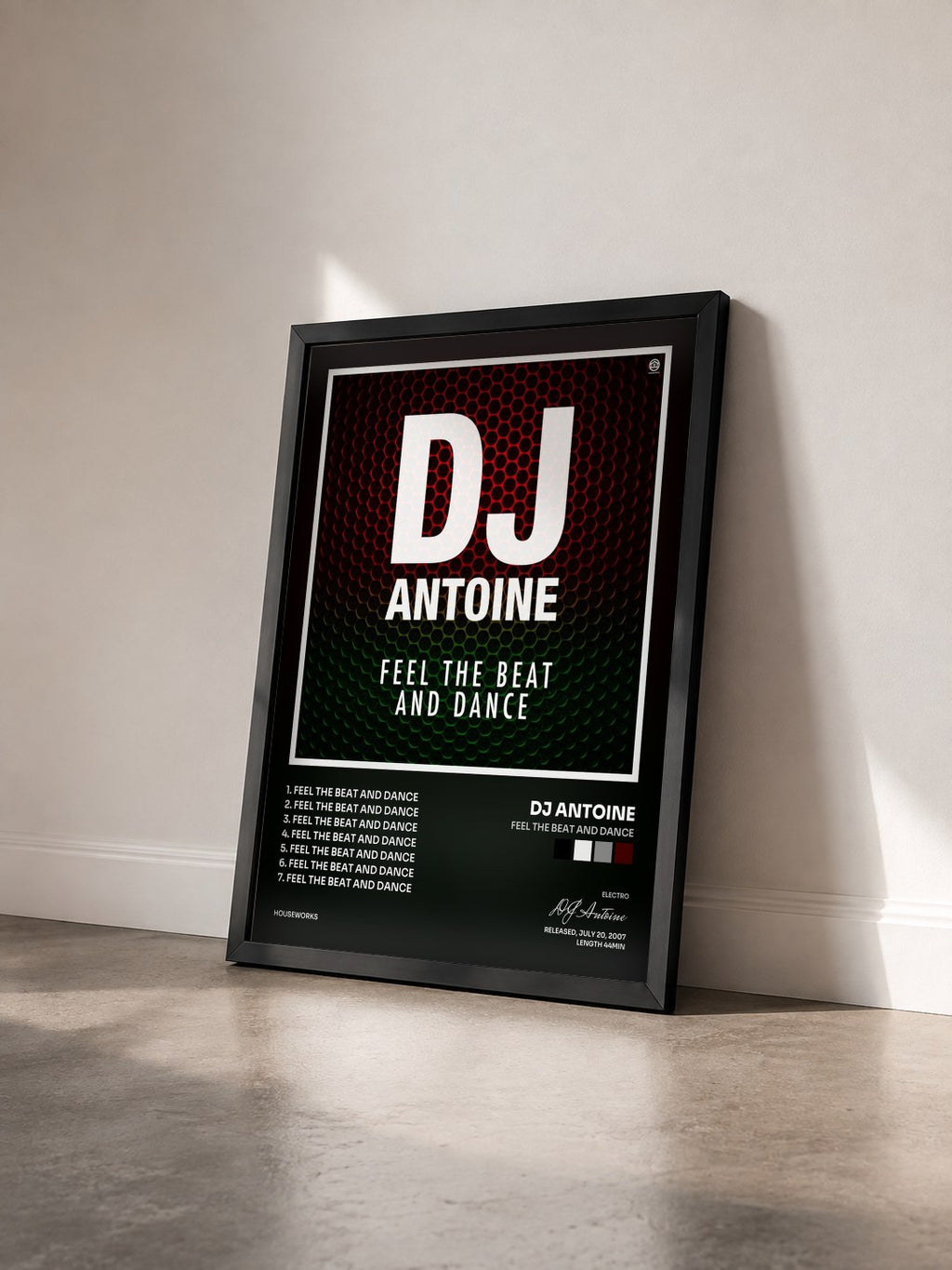 #noir Feel the Beat and Dance de DJ Antoine en lámina enmarcada vista de tres cuartos, marco negro