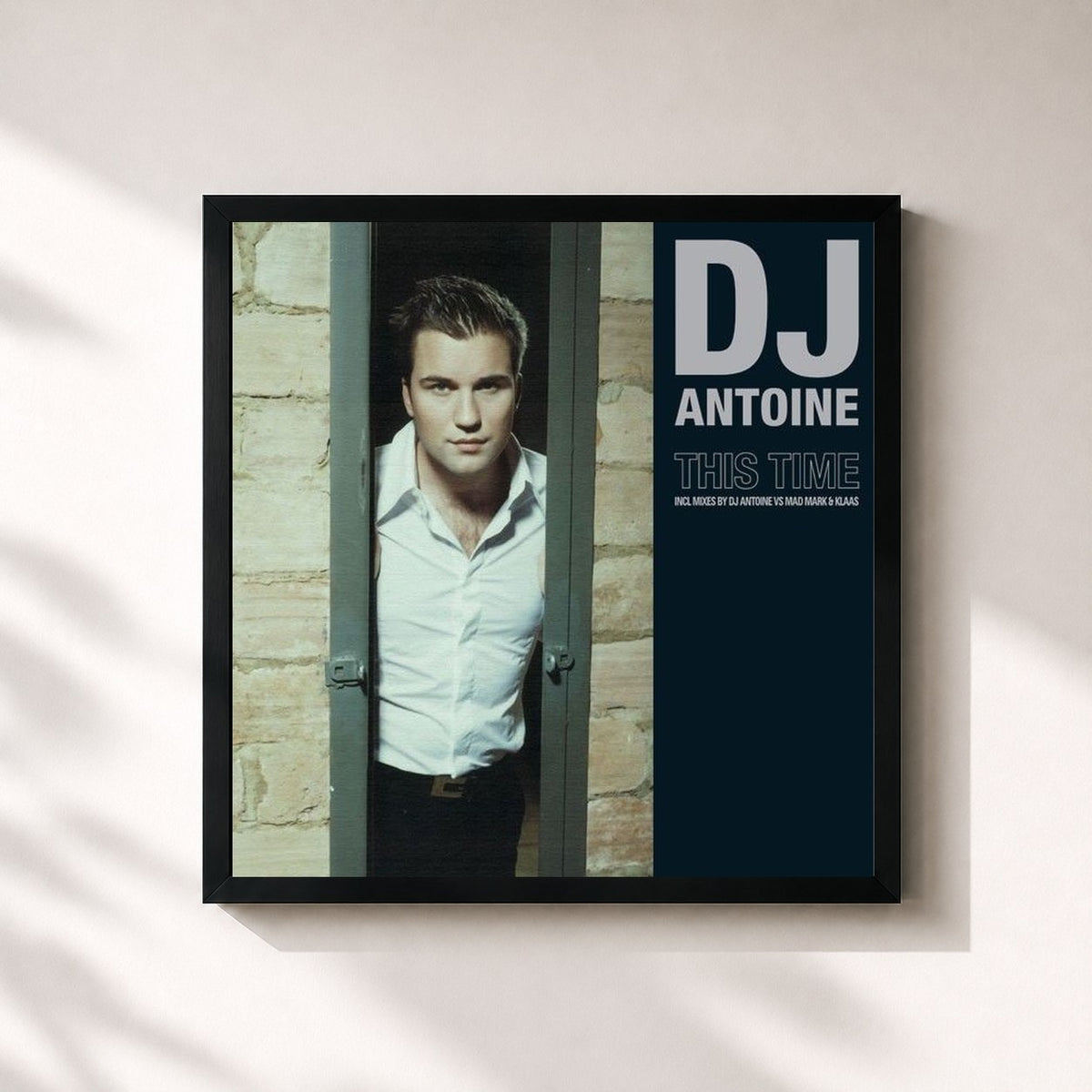 #noir Tableau carré de l'album This Time de DJ Antoine, cadre noir 32x32 cm