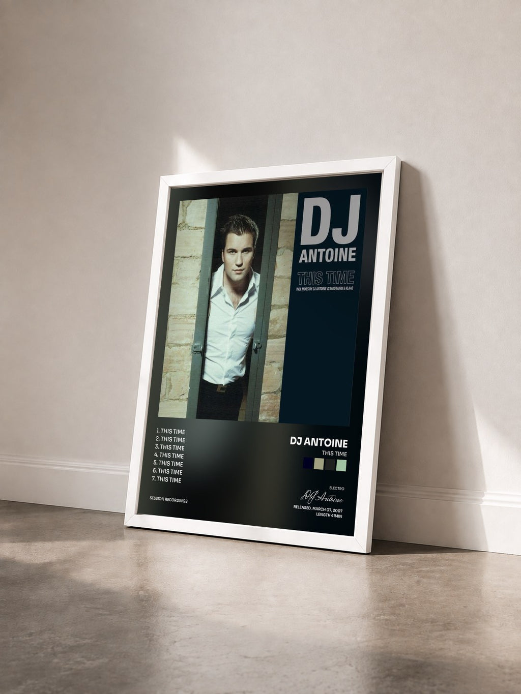 #blanc This Time von DJ Antoine als gerahmter Kunstdruck von schräg gesehen, weißer Rahmen