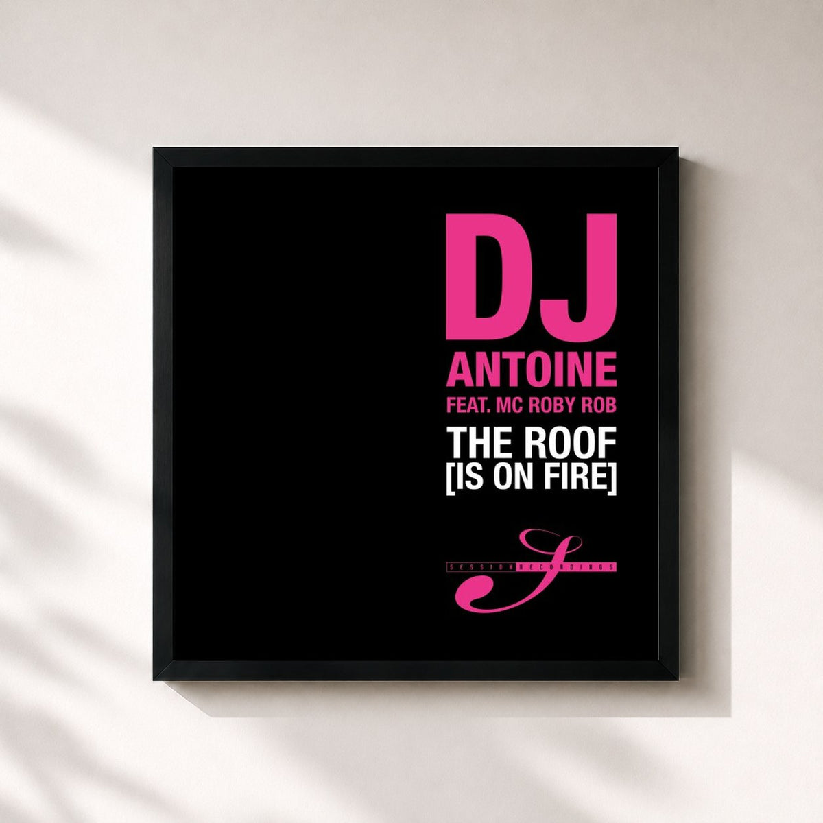 #noir Tableau carré de l'album The Roof (Is on Fire) de DJ Antoine, cadre noir 32x32 cm
