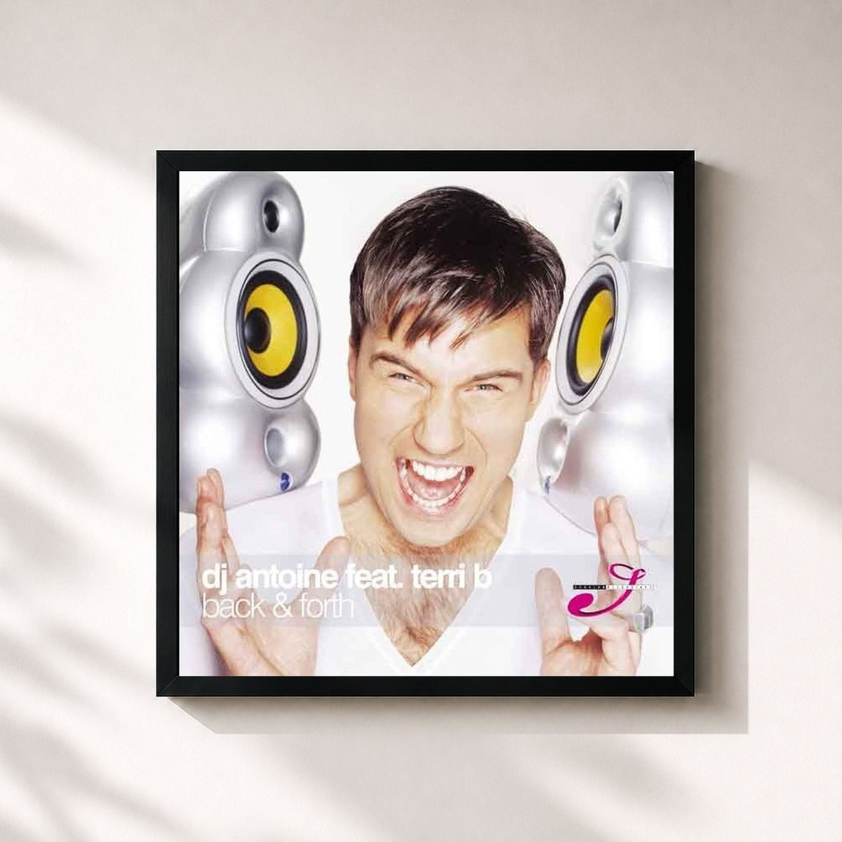 #noir Tableau carré de l'album Back & Forth de DJ Antoine, cadre noir 32x32 cm