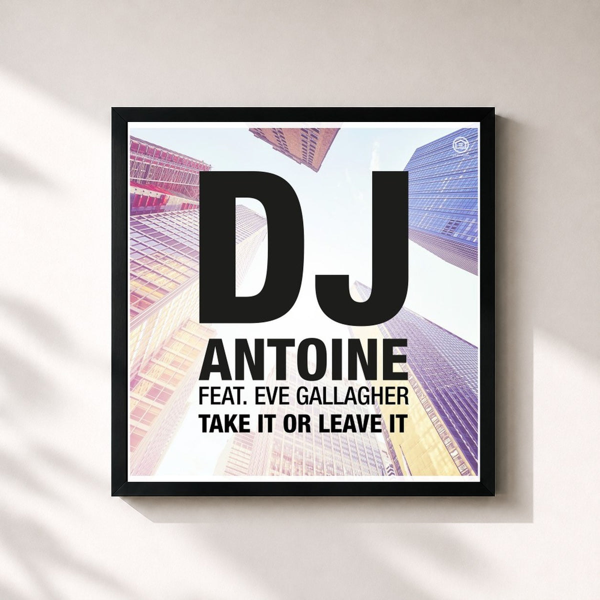 #noir Tableau carré de l'album Take It or Leave It de DJ Antoine, cadre noir 32x32 cm