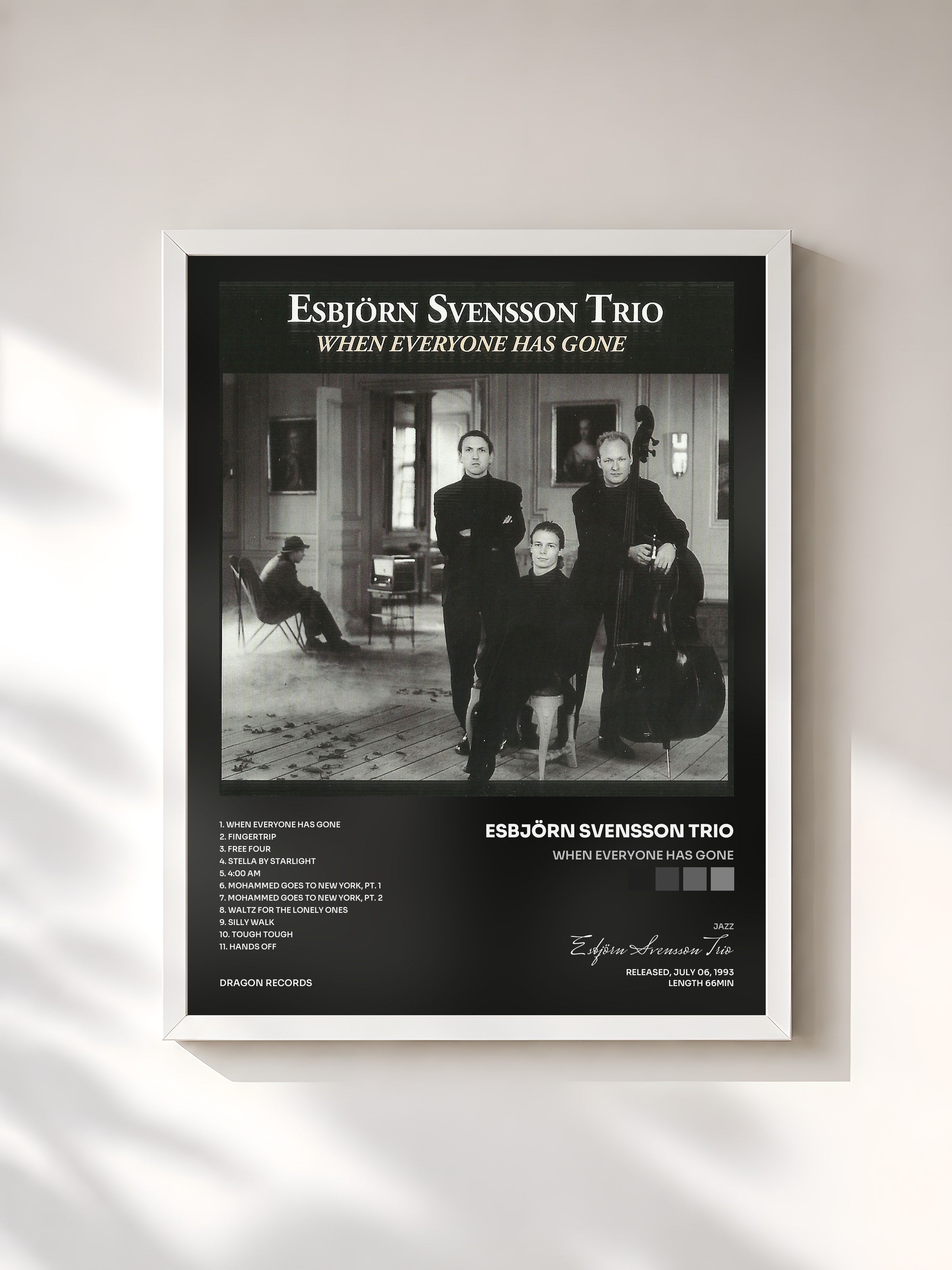#blanc Tableau de l'album When Everyone Has Gone de Esbjörn Svensson Trio, cadre blanc, imprimé et encadré en France