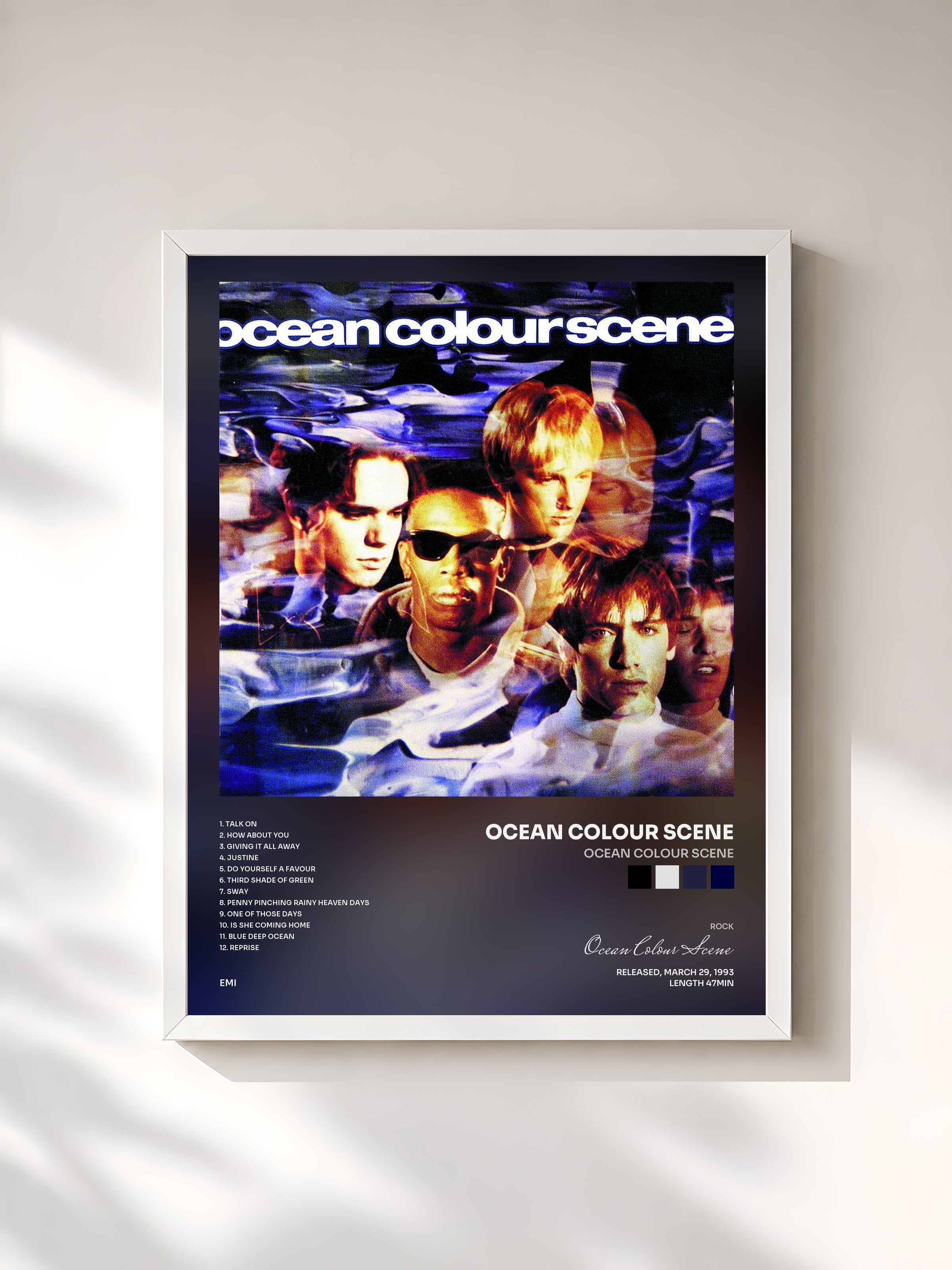 #blanc Tableau de l'album Ocean Colour Scene de Ocean Colour Scene, cadre blanc, imprimé et encadré en France