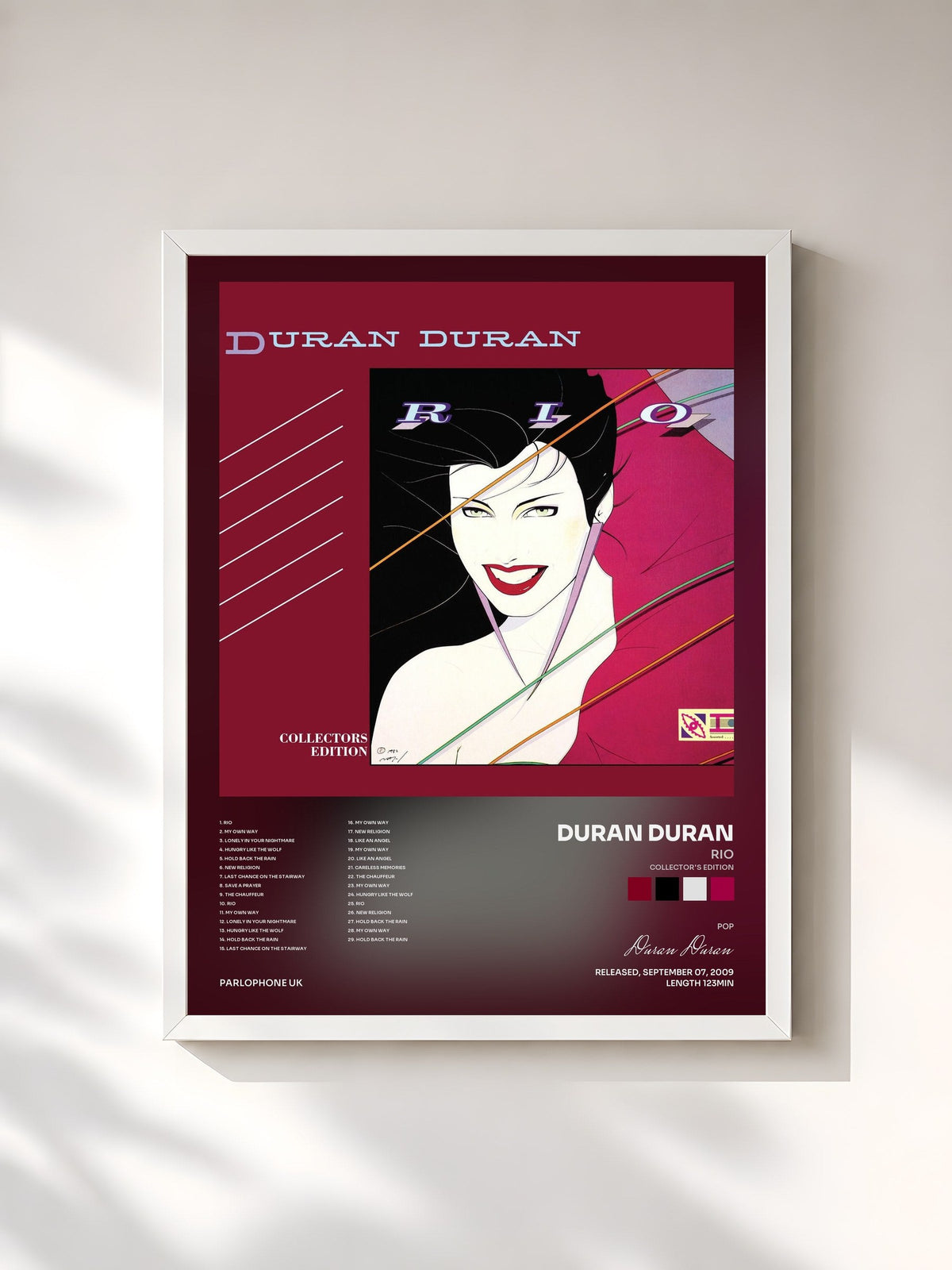 #blanc Tableau de l'album Rio (Collector's Edition) de Duran Duran, cadre blanc, imprimé et encadré en France