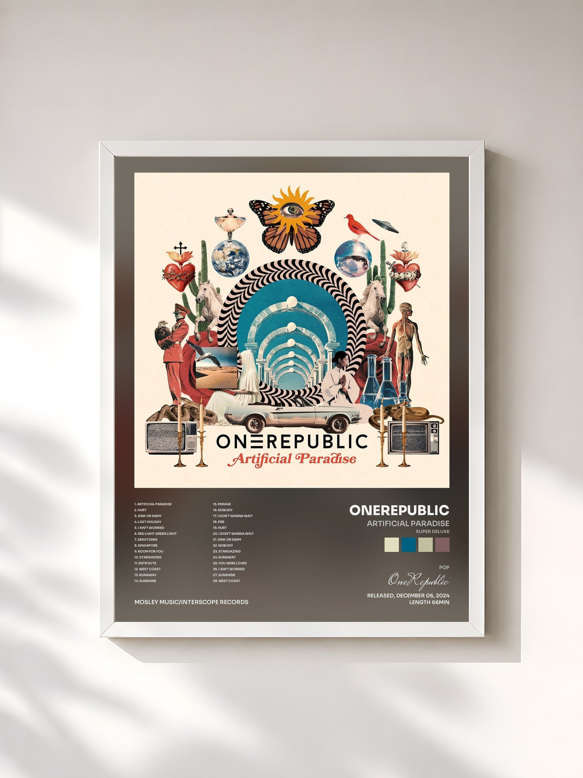 #blanc Tableau de l'album Artificial Paradise (Super Deluxe) de OneRepublic, cadre blanc, imprimé et encadré en France