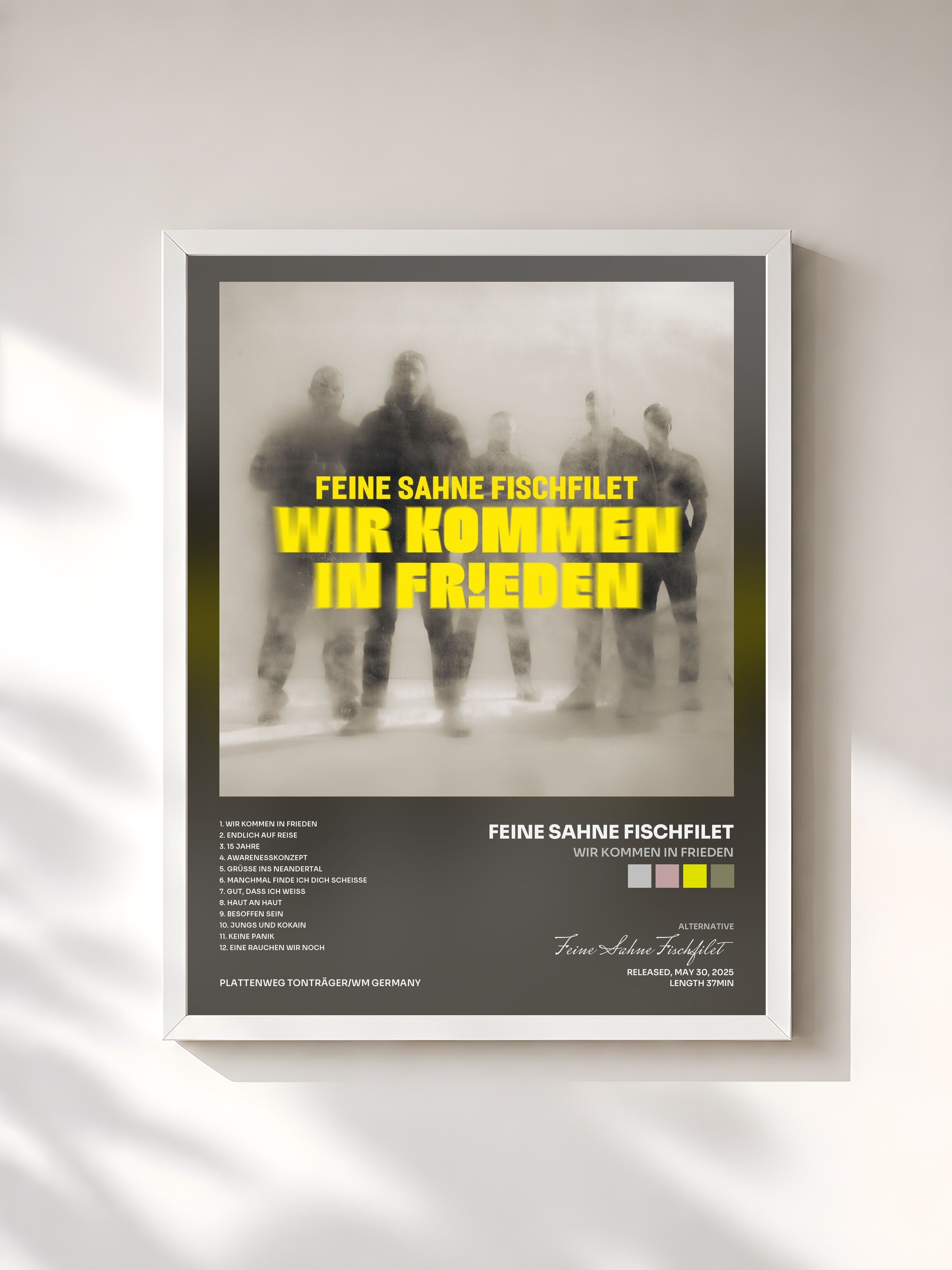 #blanc Tableau de l'album Wir kommen in Frieden de Feine Sahne Fischfilet, cadre blanc, imprimé et encadré en France