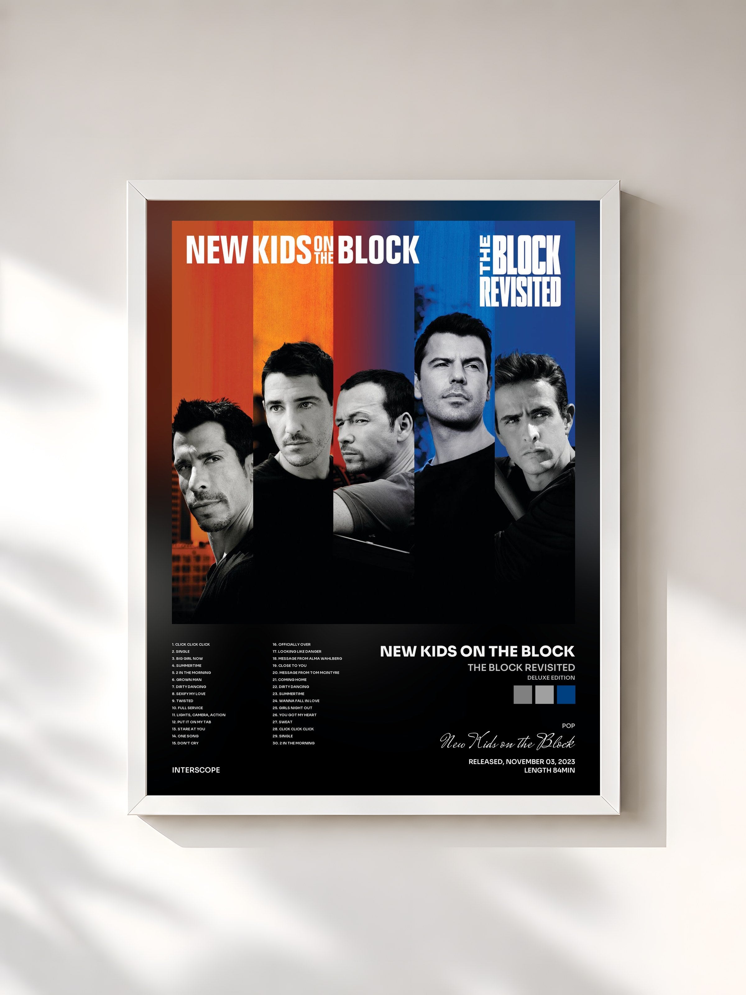 #blanc Tableau de l'album The Block Revisited (Deluxe Edition) de New Kids on the Block, cadre blanc, imprimé et encadré en France