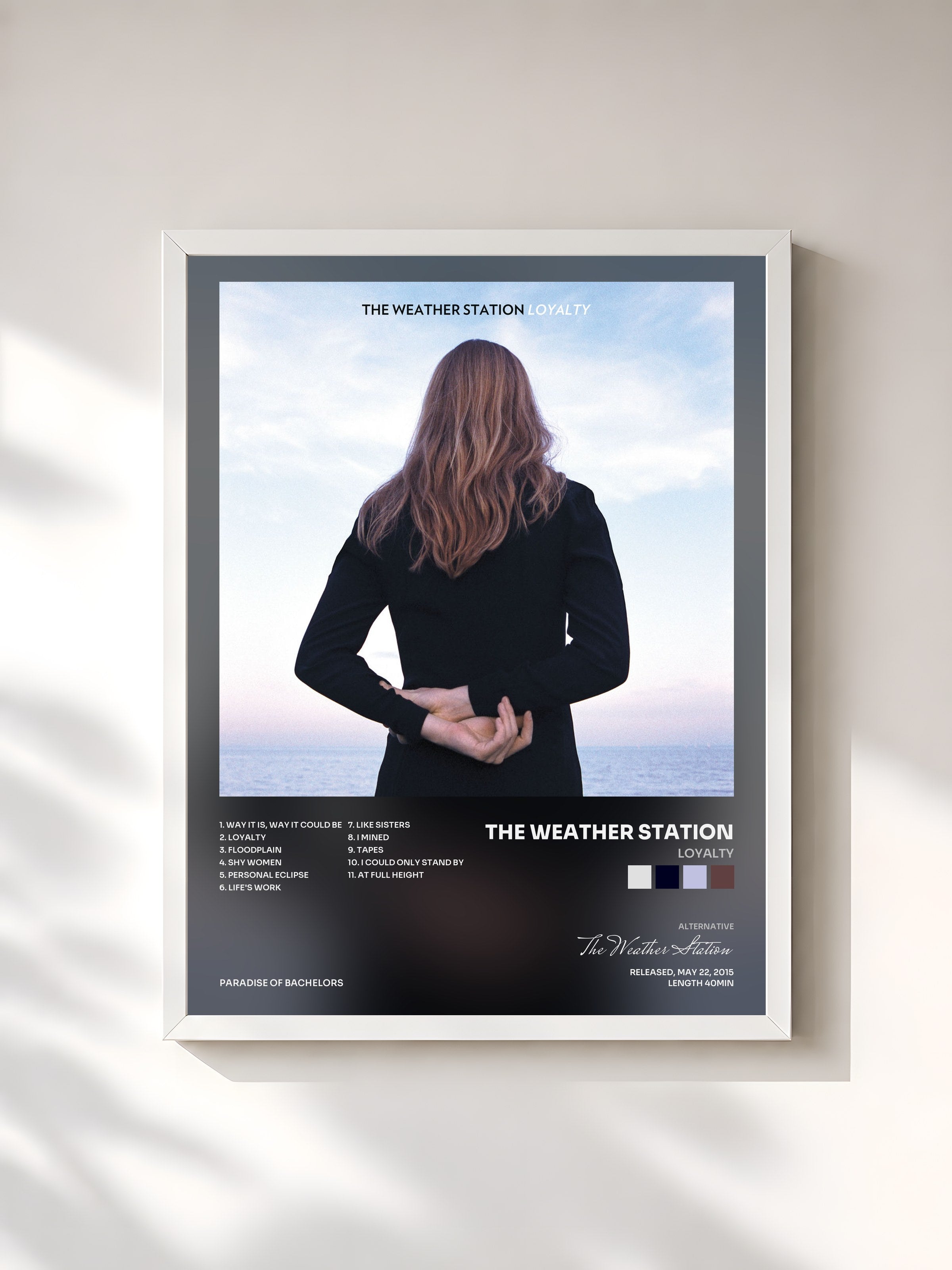 #blanc Tableau de l'album Loyalty de The Weather Station, cadre blanc, imprimé et encadré en France