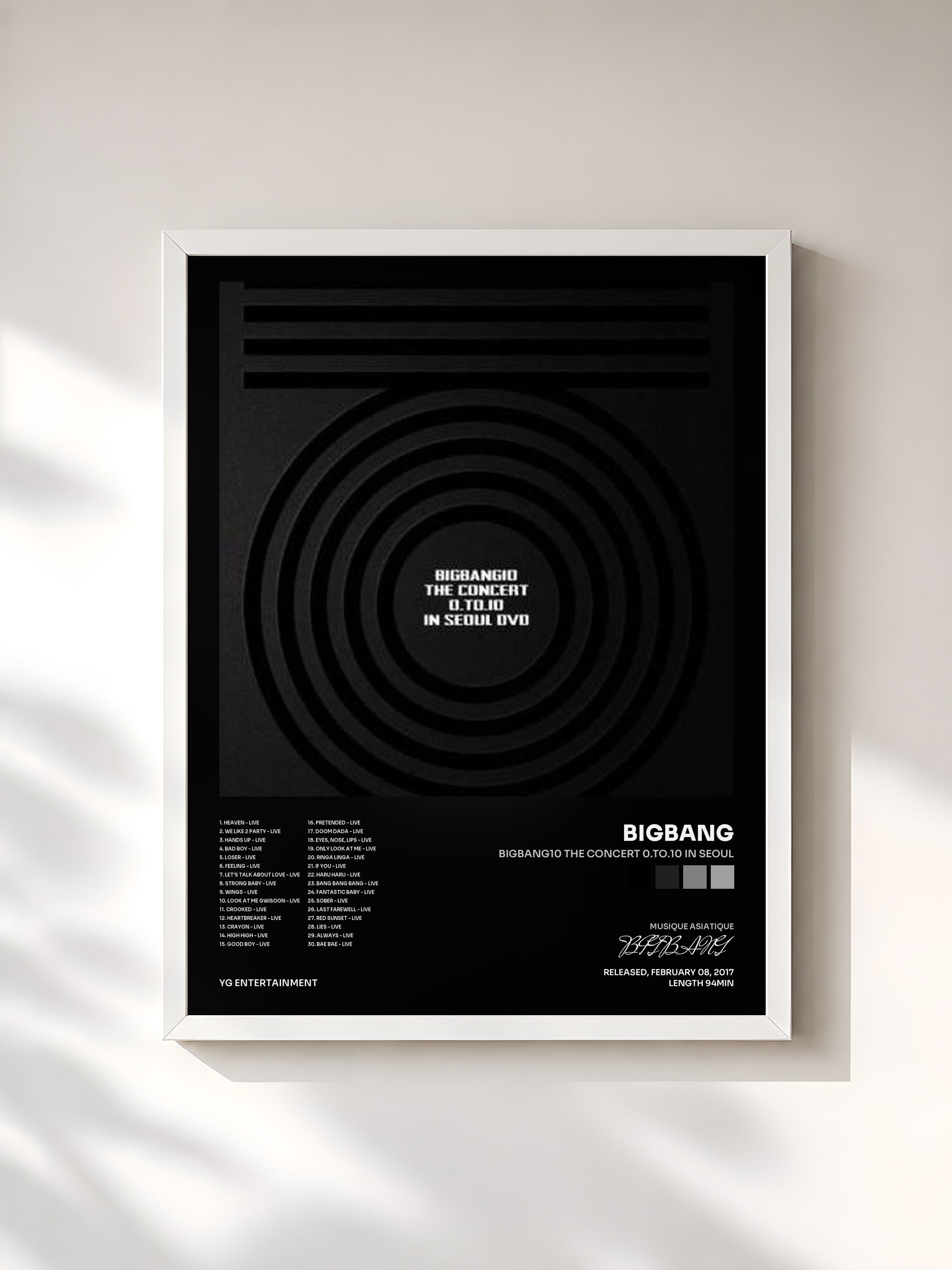 #blanc Tableau de l'album BIGBANG10 THE CONCERT 0.TO.10 IN SEOUL de BIGBANG, cadre blanc, imprimé et encadré en France