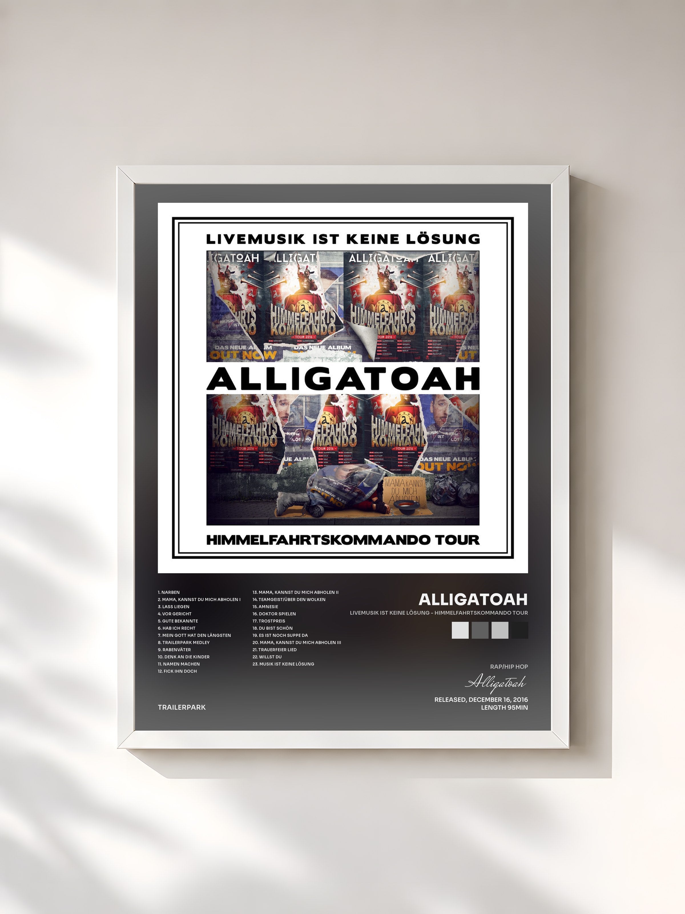 #blanc Tableau de l'album Livemusik ist keine Lösung - Himmelfahrtskommando Tour de Alligatoah, cadre blanc, imprimé et encadré en France