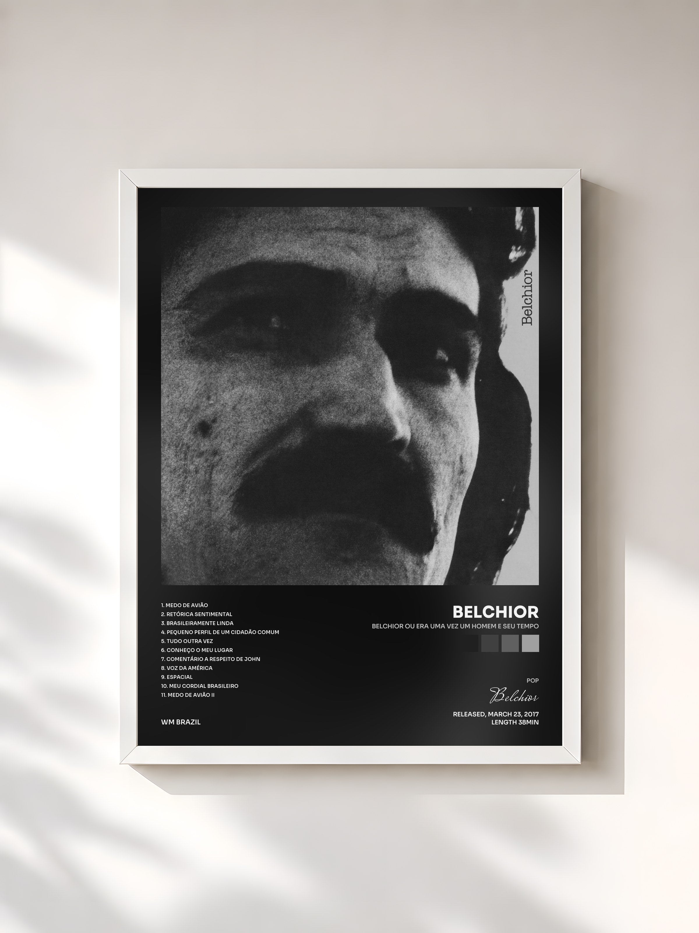 #blanc Tableau de l'album Belchior ou era uma vez um homem e seu tempo de Belchior, cadre blanc, imprimé et encadré en France
