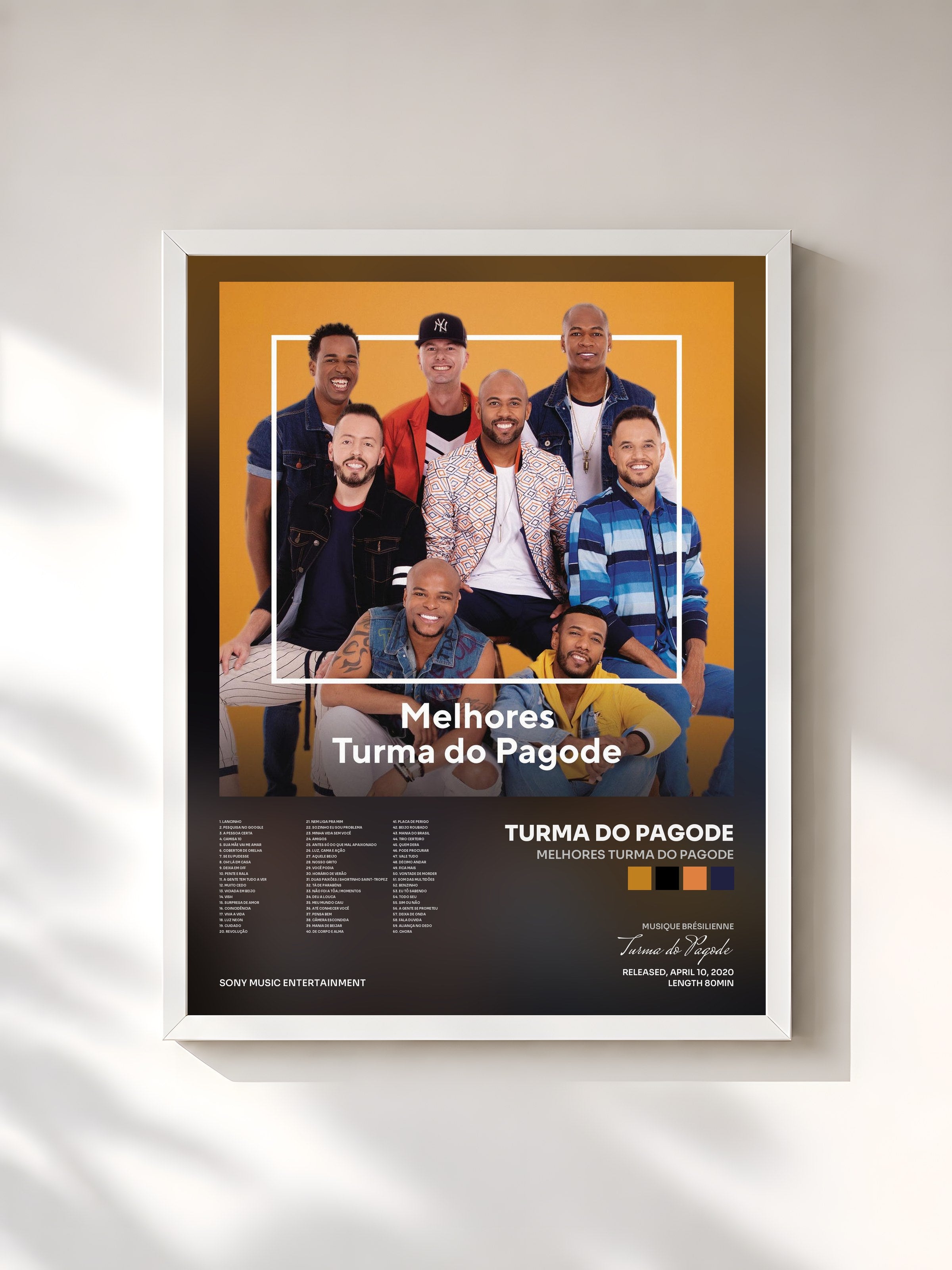 #blanc Tableau de l'album Melhores Turma do Pagode de Turma do Pagode, cadre blanc, imprimé et encadré en France