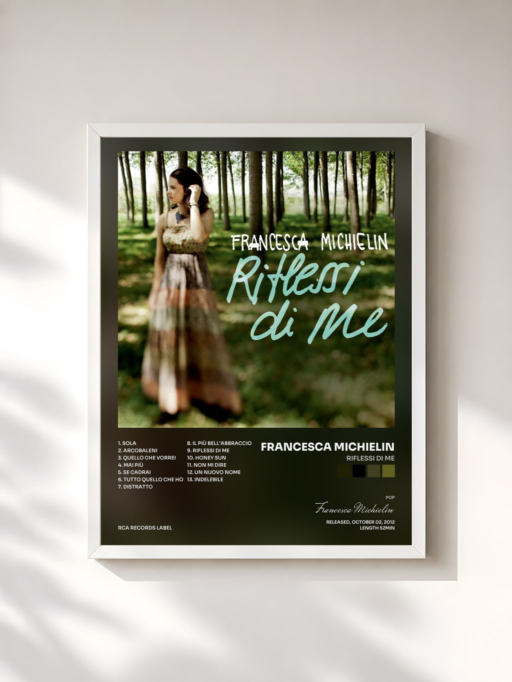 #blanc Riflessi di me by Francesca Michielin as a framed art print, white frame, printed and framed in France
