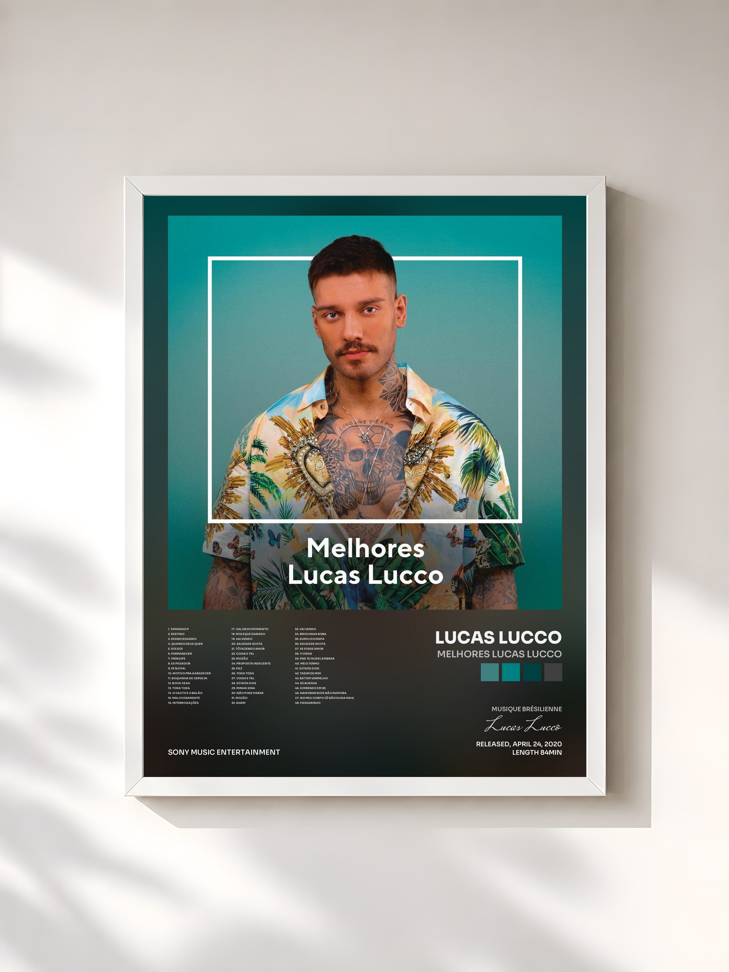 #blanc Tableau de l'album Melhores Lucas Lucco de Lucas Lucco, cadre blanc, imprimé et encadré en France