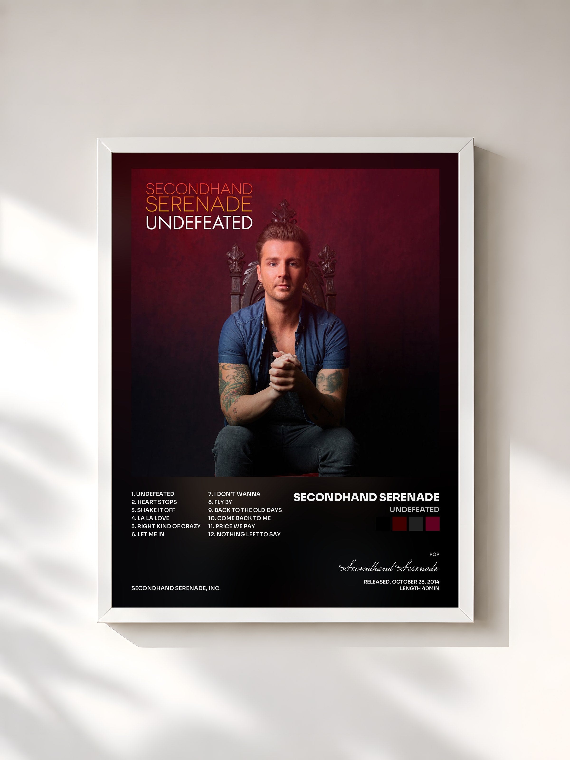 #blanc Tableau de l'album Undefeated de Secondhand Serenade, cadre blanc, imprimé et encadré en France