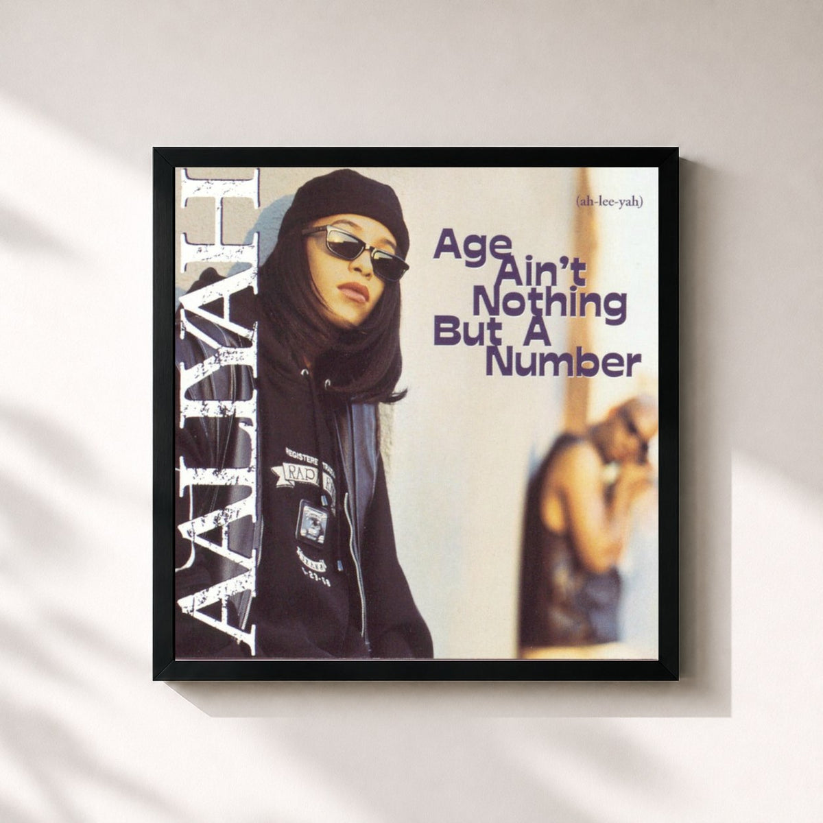 #noir Tableau carré de l'album Age Ain't Nothing But A Number de Aaliyah, cadre noir 32x32 cm