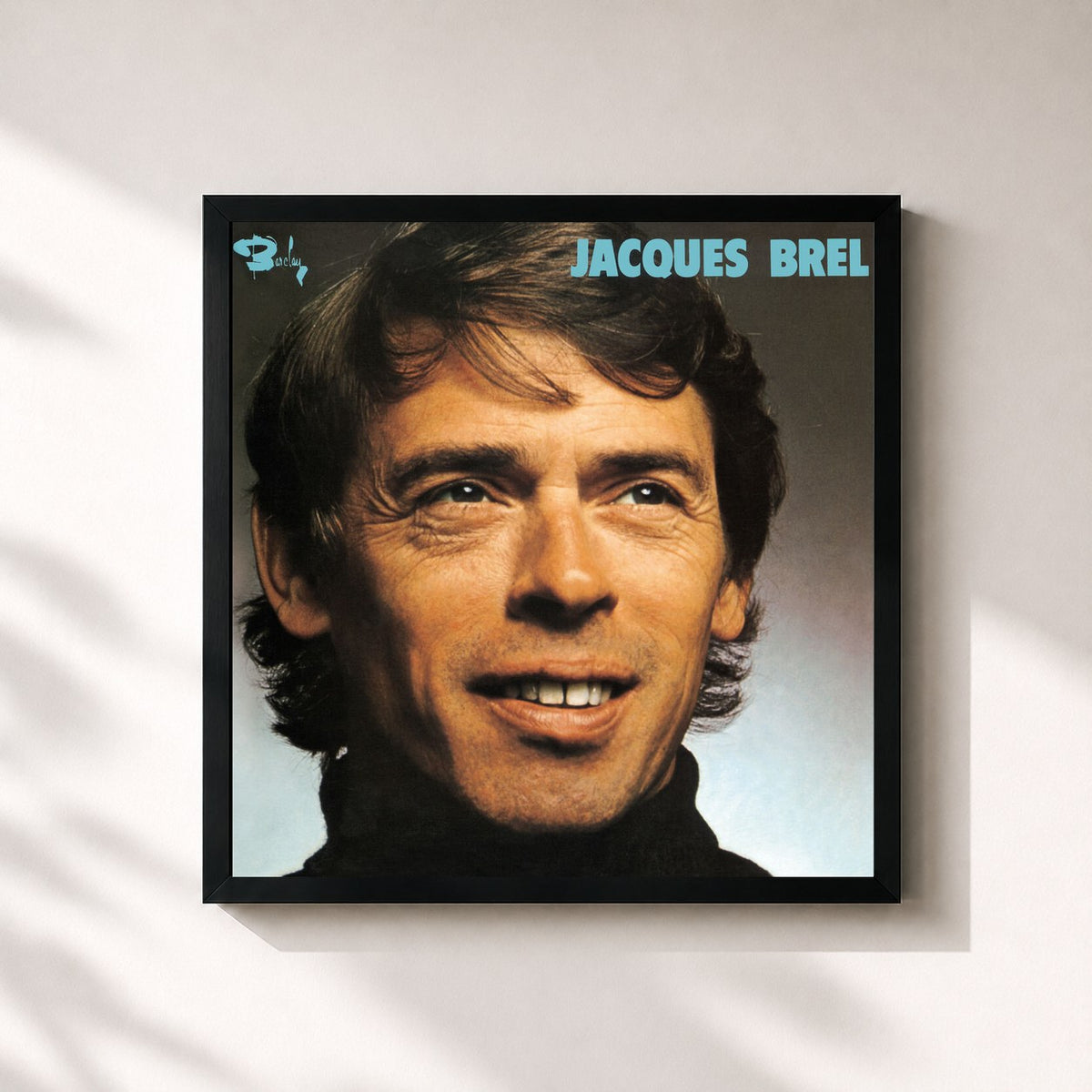 #noir Tableau carré de l'album Ne me quitte pas (Ré-enregistrement 1972) de Jacques Brel, cadre noir 32x32 cm