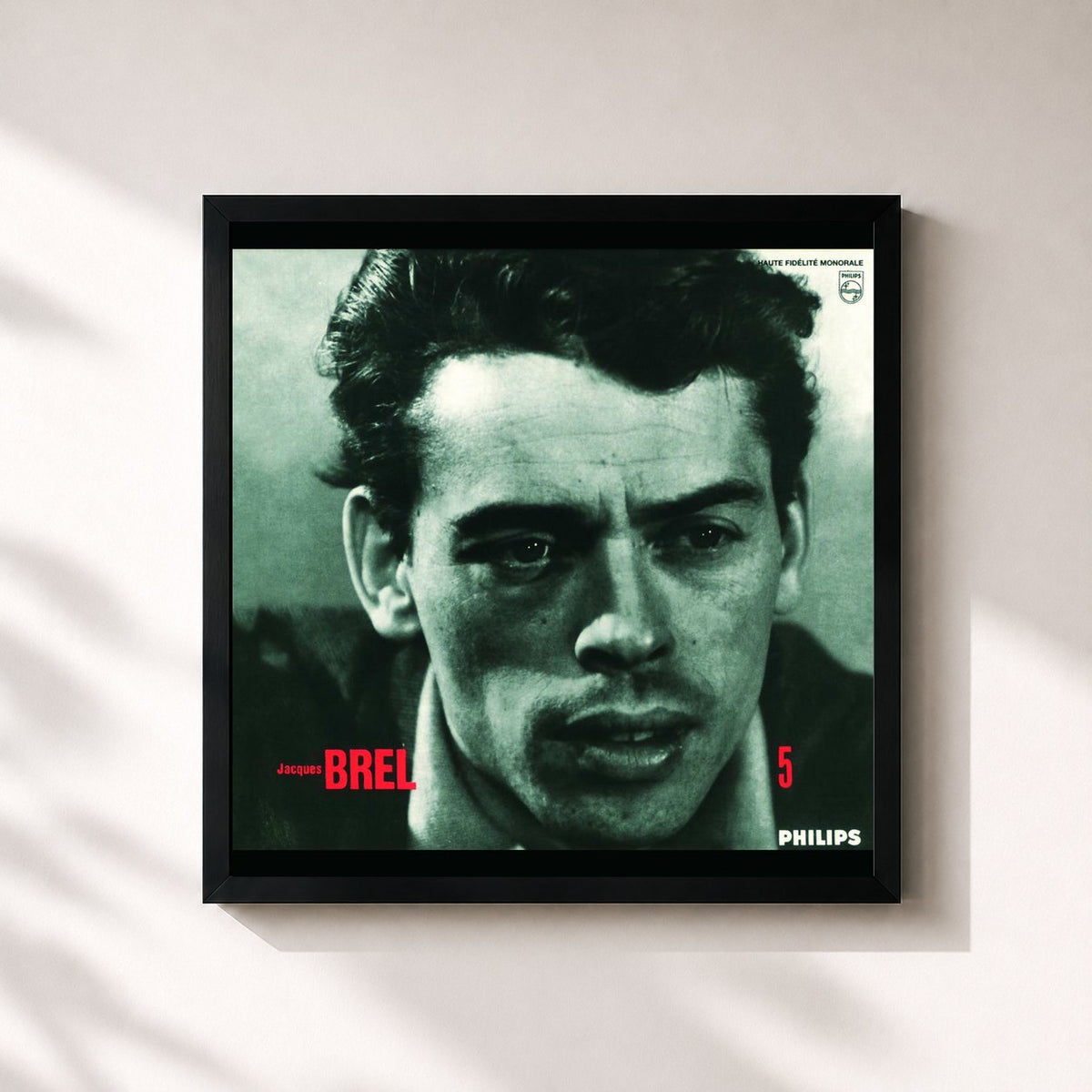#noir Tableau carré de l'album Marieke (Vol.5) de Jacques Brel, cadre noir 32x32 cm