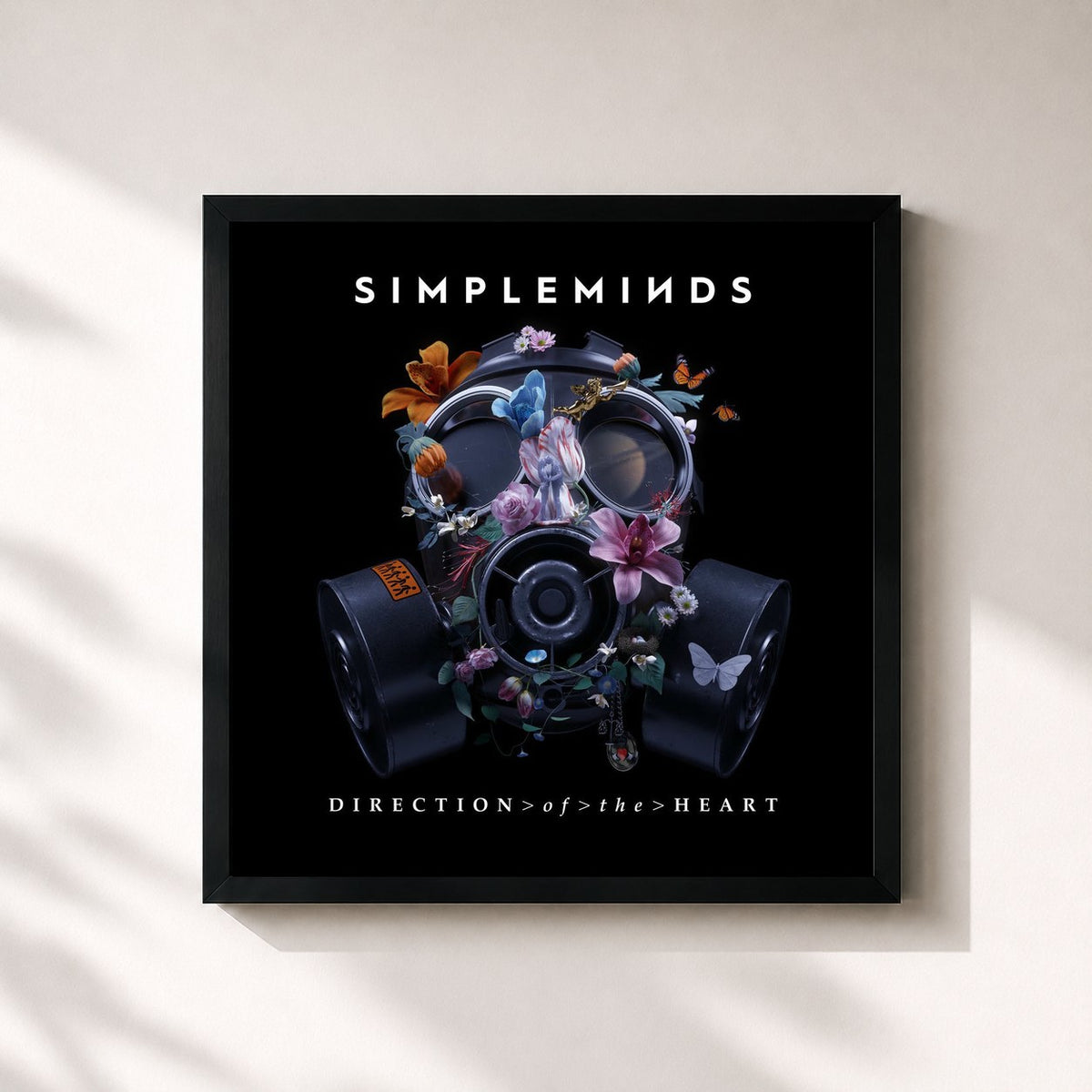 #noir Direction of the Heart di Simple Minds in stampa quadrata incorniciata, cornice nera 32x32 cm