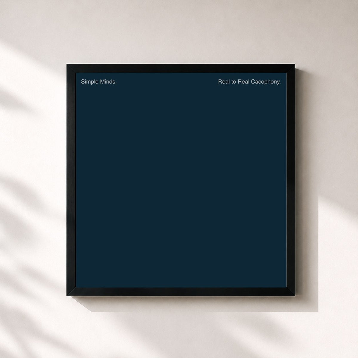 #noir Reel To Real Cacophony di Simple Minds in stampa quadrata incorniciata, cornice nera 32x32 cm