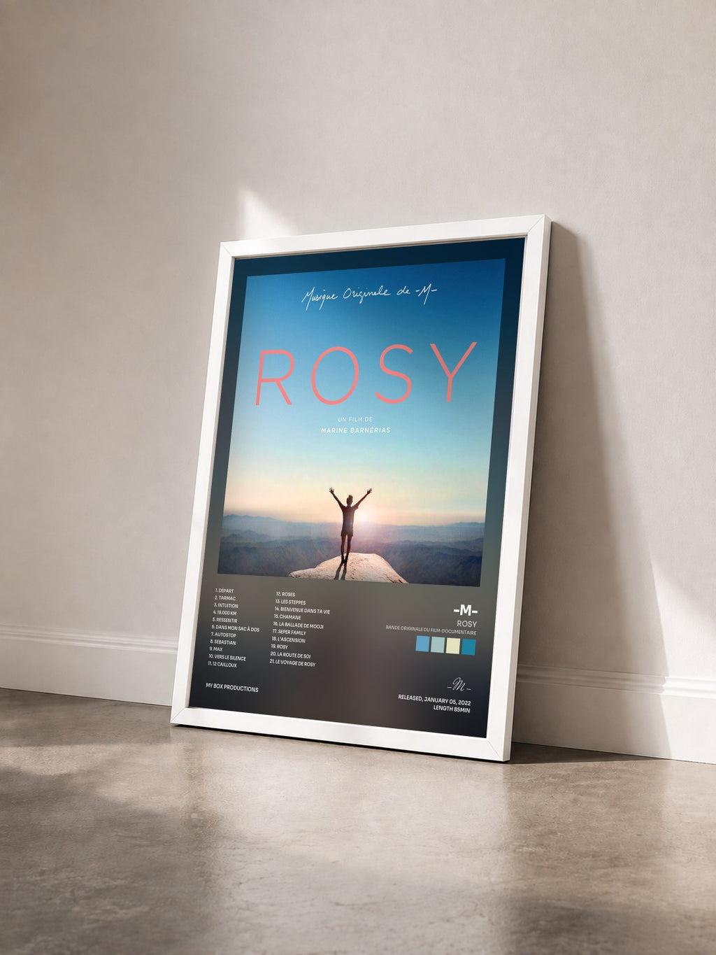 #blanc Tableau de l'album ROSY (Bande originale du film-documentaire) de -M- vu de trois quarts, cadre blanc