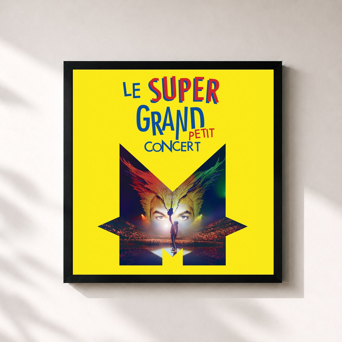 #noir Tableau carré de l'album Le super grand petit concert de -M-, cadre noir 32x32 cm
