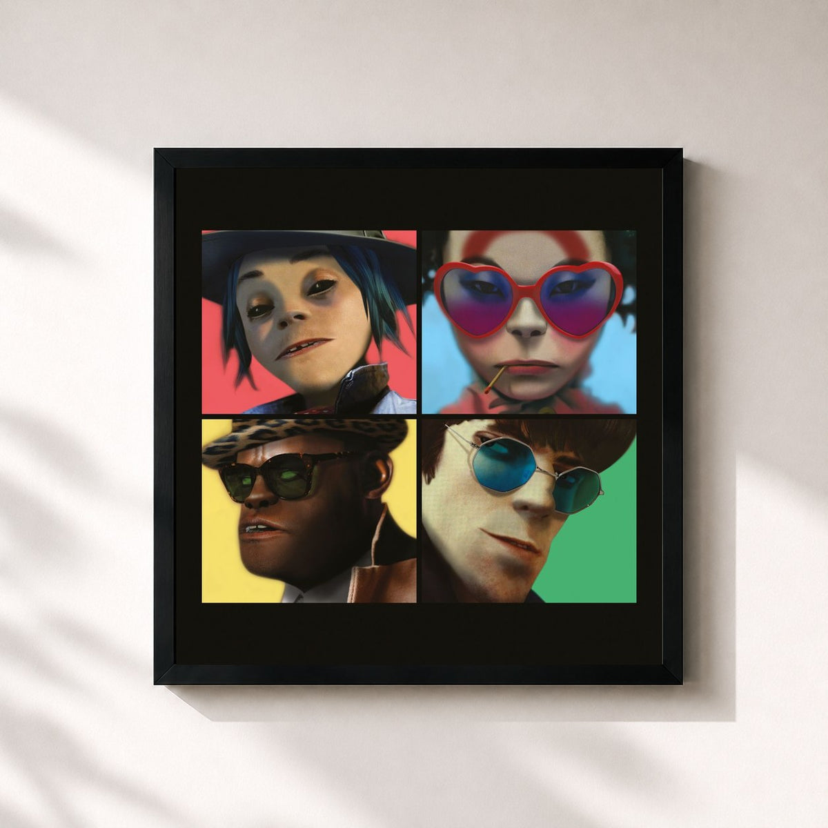 #noir Tableau carré de l'album Humanz de Gorillaz, cadre noir 32x32 cm