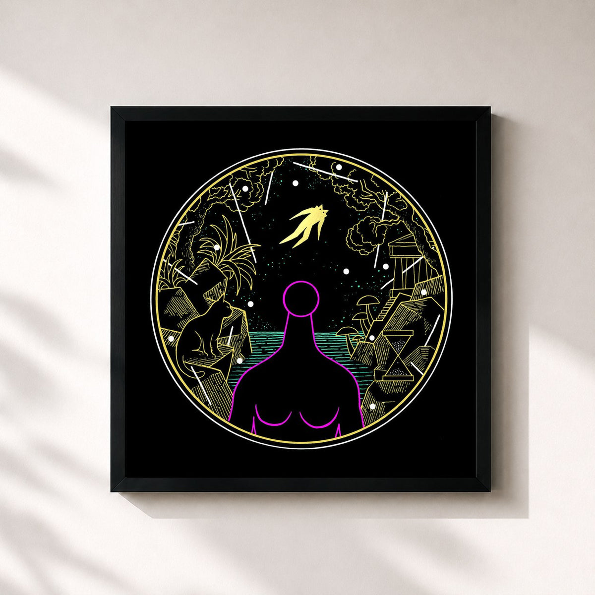 #noir Tableau carré de l'album La BO²-M- de -M-, cadre noir 32x32 cm