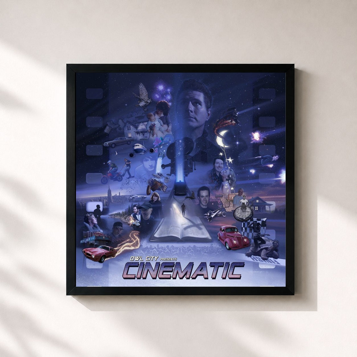 #noir Cinematic by Owl City as a square framed art print, black 32x32 cm frame